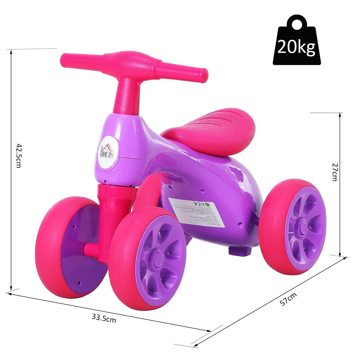 HOMCOM Purple Toddler Ride-On Toy - ALL4U RETAILER LTD