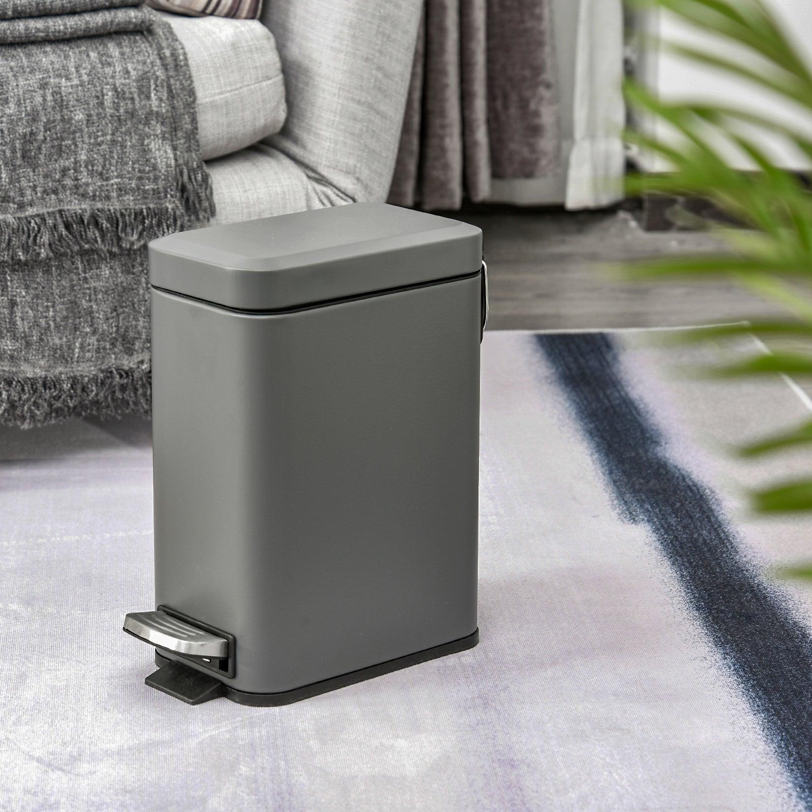 HOMCOM Quiet-Close Pedal Bin, 5L, Grey - ALL4U RETAILER LTD