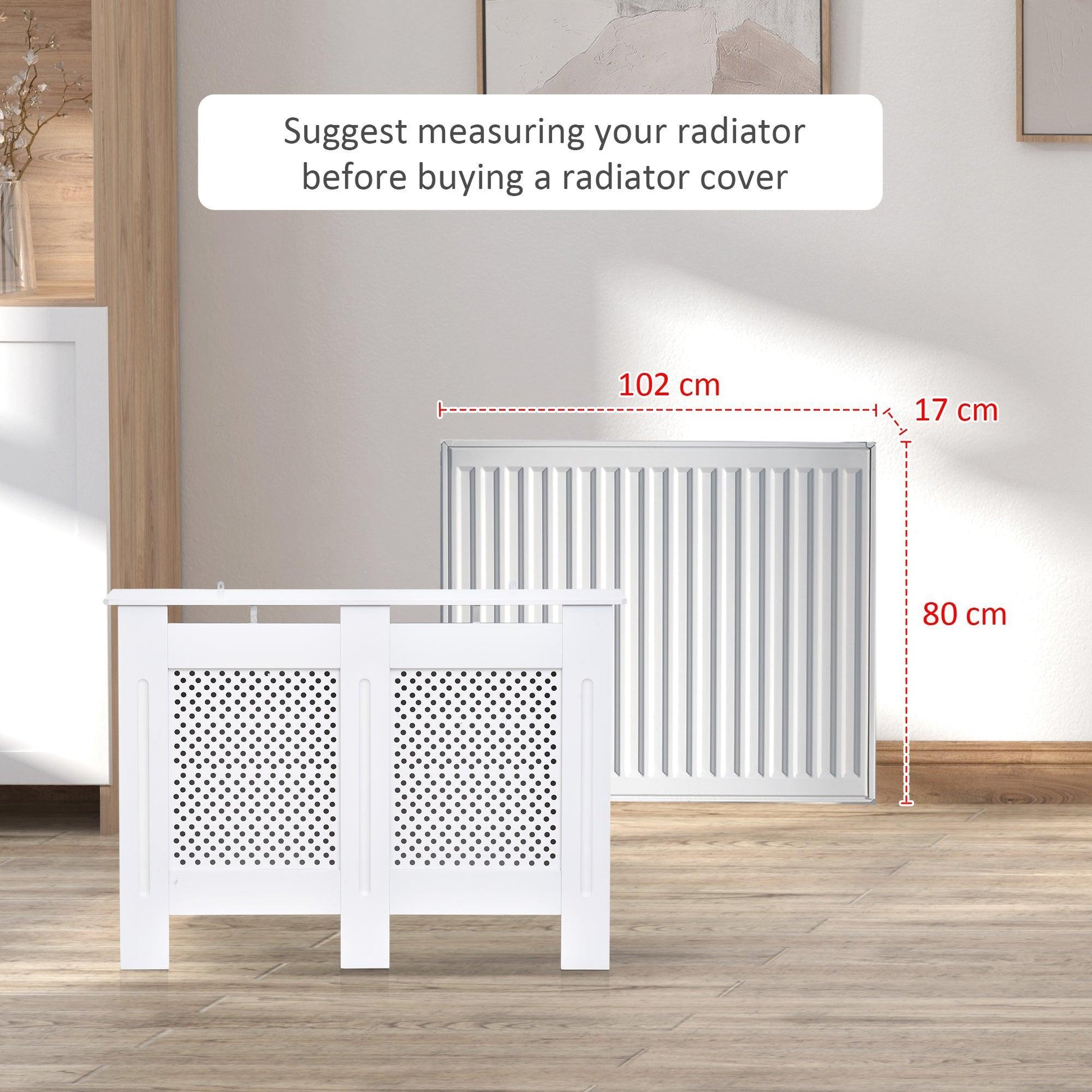 HOMCOM Radiator Cover - Modern White Cabinet - ALL4U RETAILER LTD