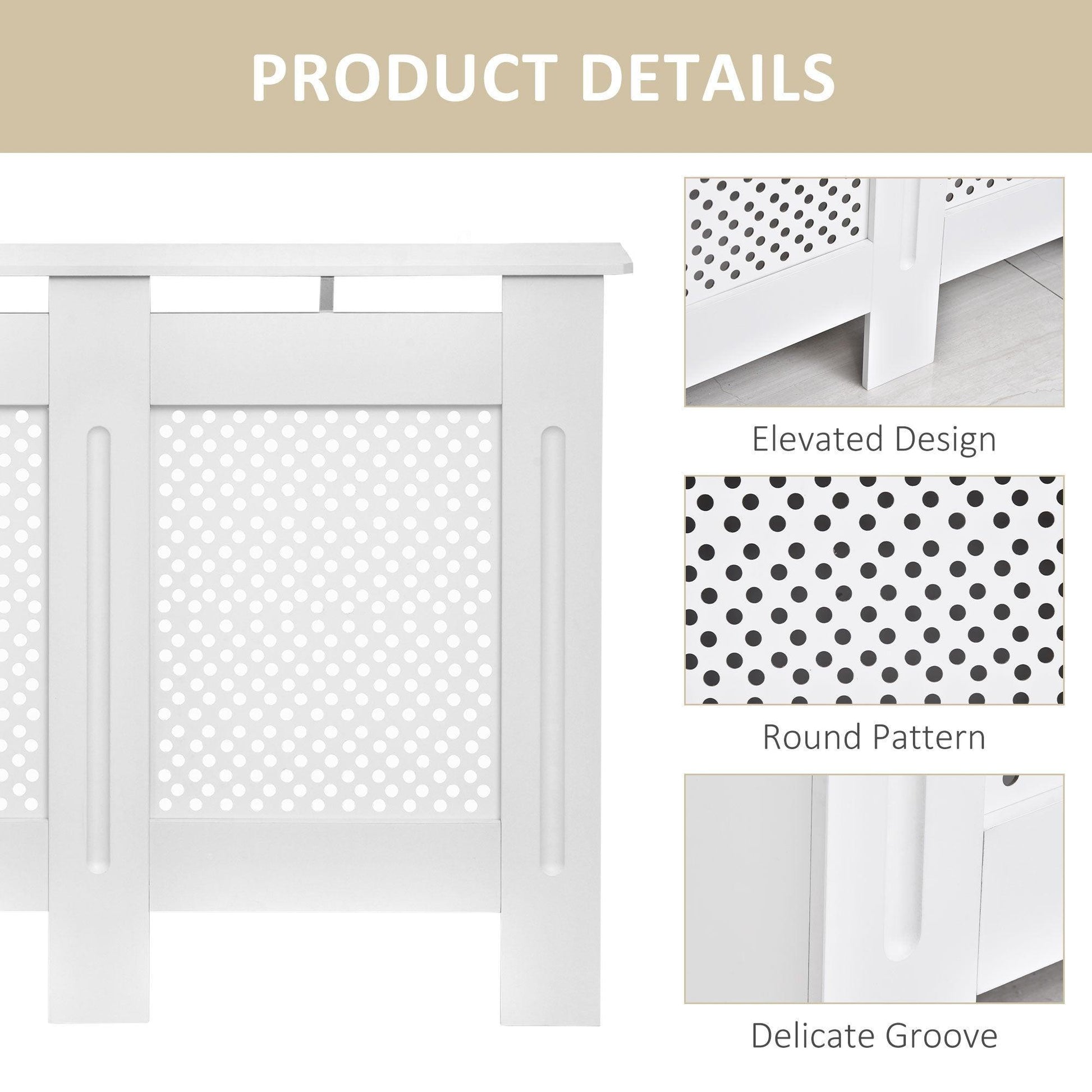 HOMCOM Radiator Cover - Modern White Cabinet - ALL4U RETAILER LTD