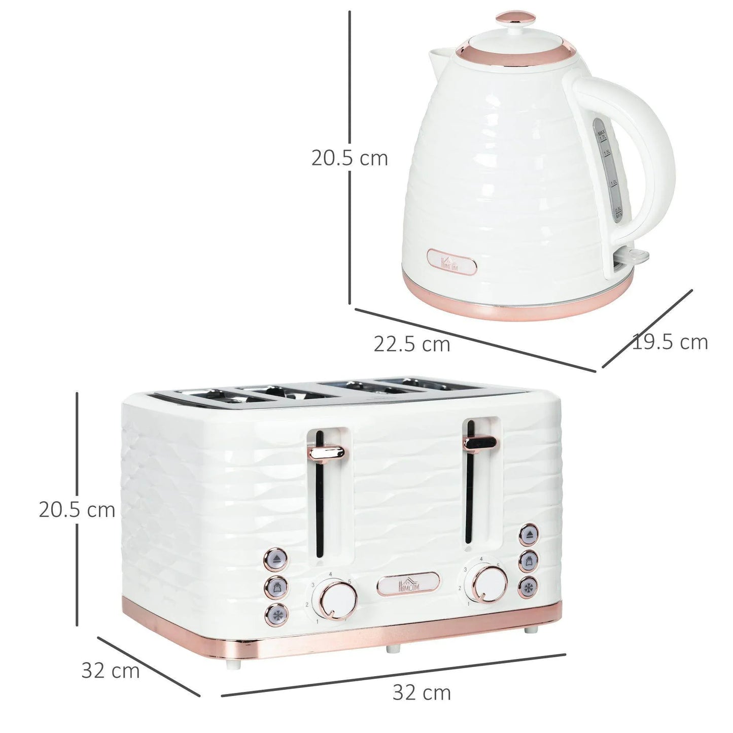 HOMCOM Rapid Boil Kettle & 4 Slice Toaster Set - ALL4U RETAILER LTD