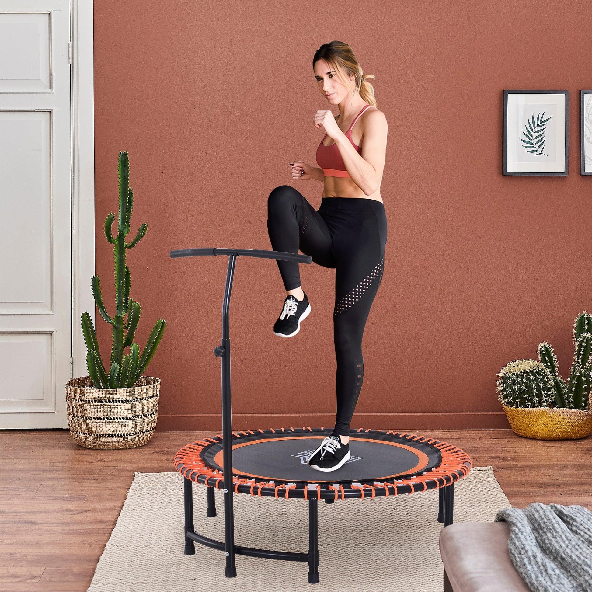 HOMCOM Rebounder Trampoline with Handlebar - ALL4U RETAILER LTD