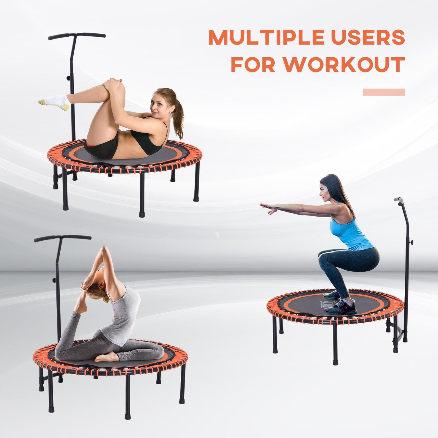 HOMCOM Rebounder Trampoline with Handlebar - ALL4U RETAILER LTD