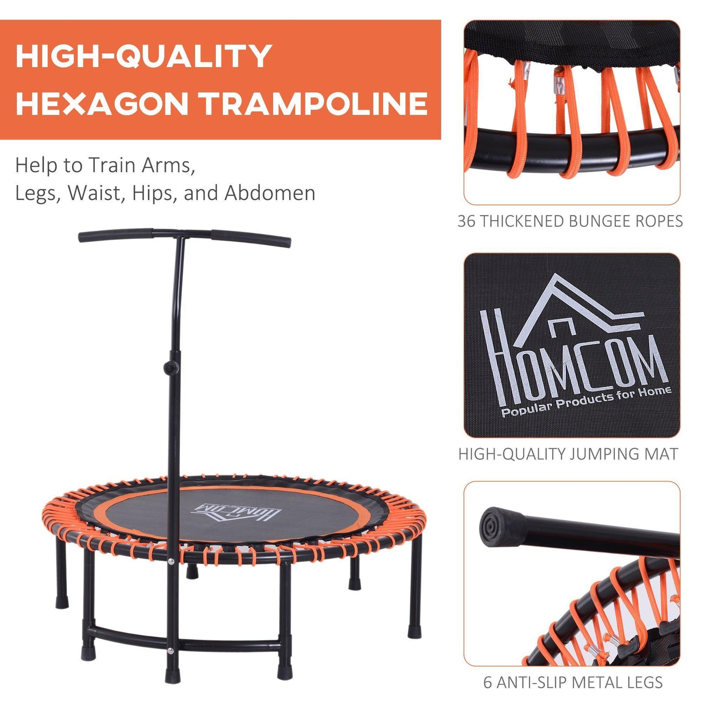 HOMCOM Rebounder Trampoline with Handlebar - ALL4U RETAILER LTD