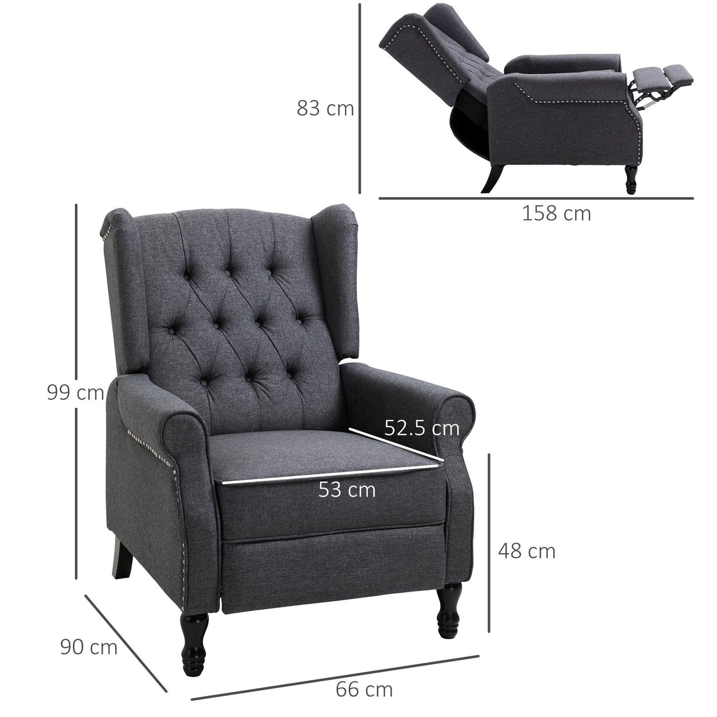 HOMCOM Recliner Armchair - Elegant & Comfy - ALL4U RETAILER LTD