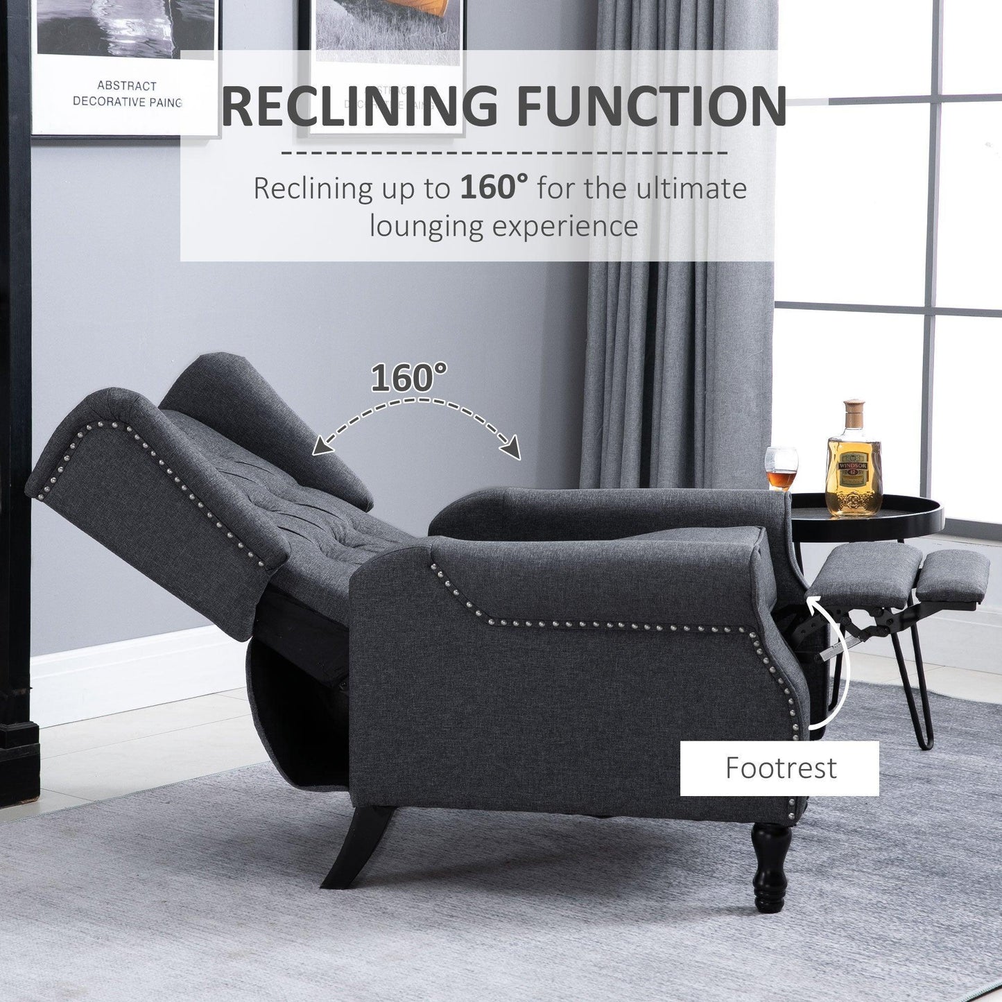 HOMCOM Recliner Armchair - Elegant & Comfy - ALL4U RETAILER LTD