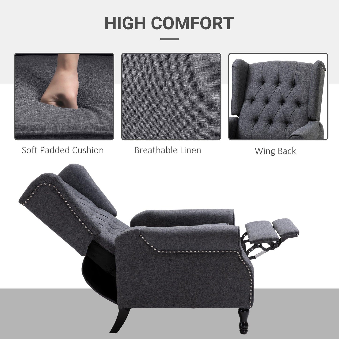 HOMCOM Recliner Armchair - Elegant & Comfy - ALL4U RETAILER LTD