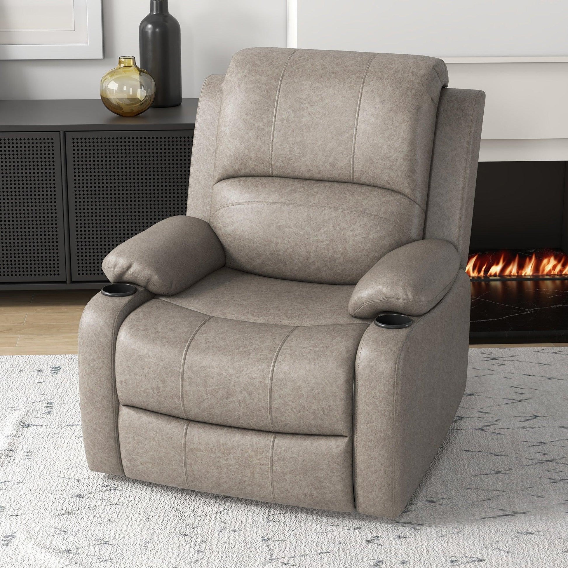 HOMCOM Recliner Armchair with Adjustable Leg Rest - Brown - ALL4U RETAILER LTD