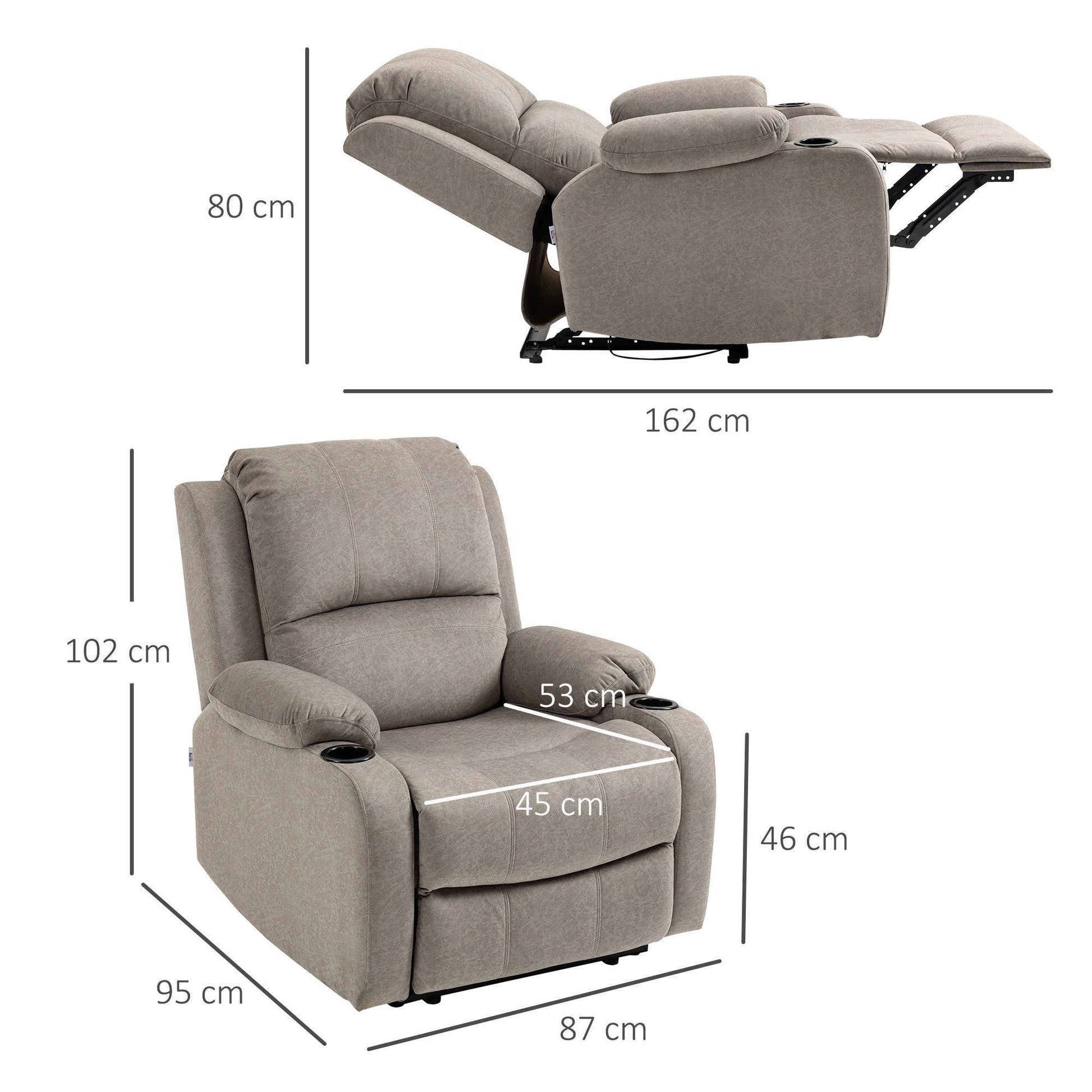 HOMCOM Recliner Armchair with Adjustable Leg Rest - Brown - ALL4U RETAILER LTD