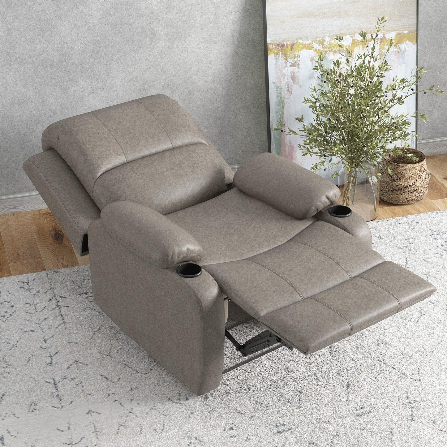 HOMCOM Recliner Armchair with Adjustable Leg Rest - Brown - ALL4U RETAILER LTD