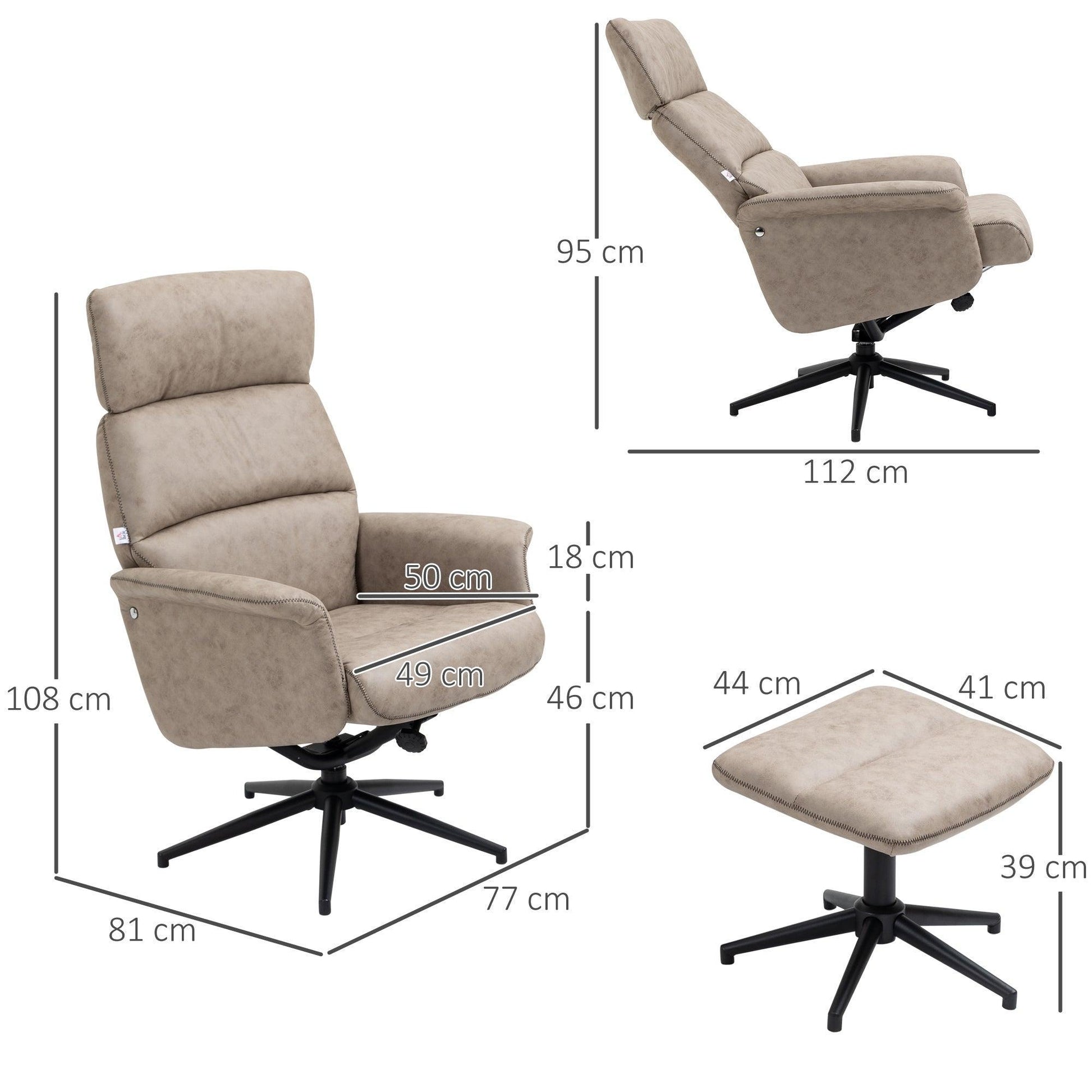 HOMCOM Recliner Chair and Ottoman Set - ALL4U RETAILER LTD