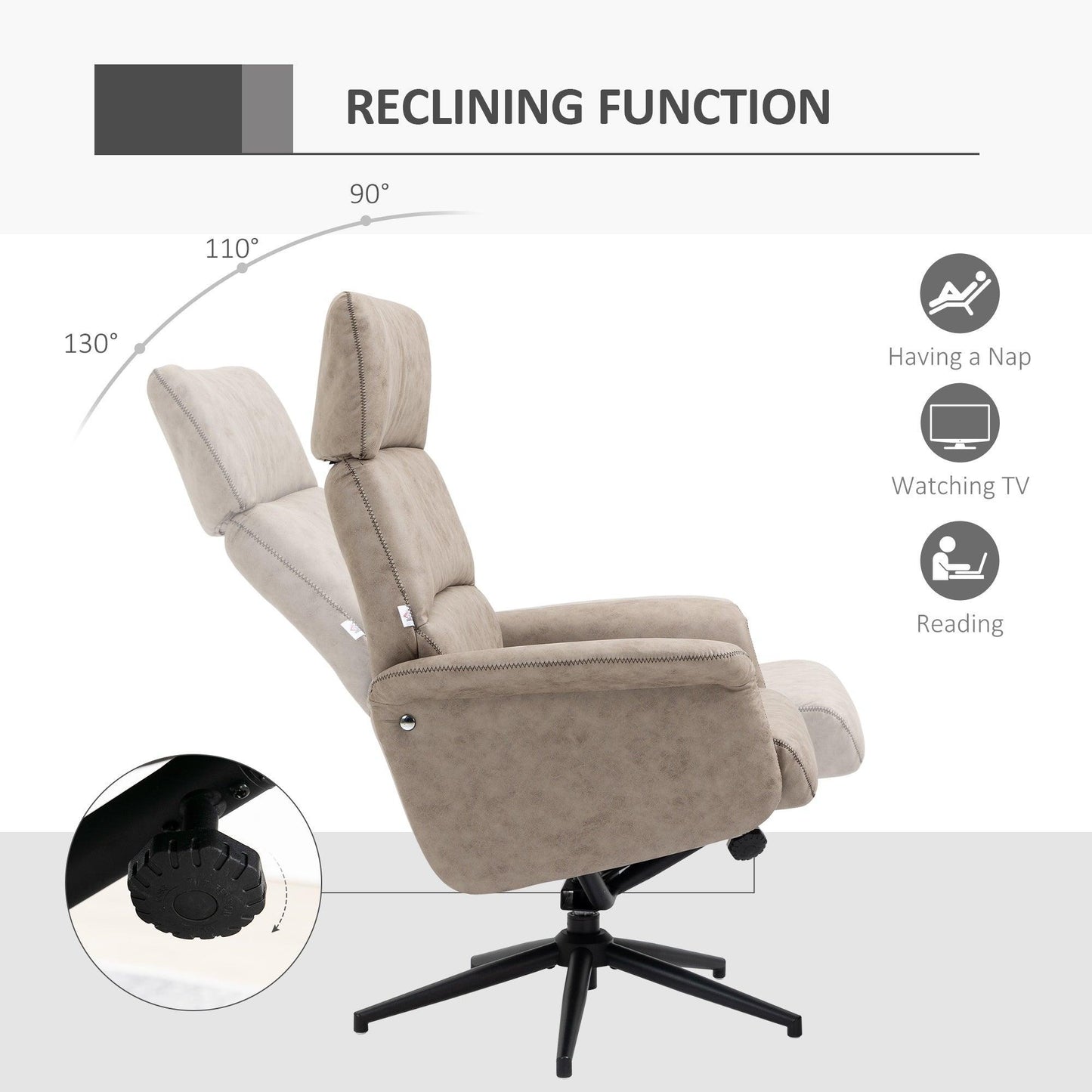 HOMCOM Recliner Chair and Ottoman Set - ALL4U RETAILER LTD