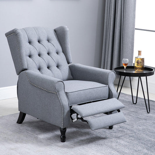 HOMCOM Recliner Chair: Comfy & Stylish Wingback in Light Grey - ALL4U RETAILER LTD