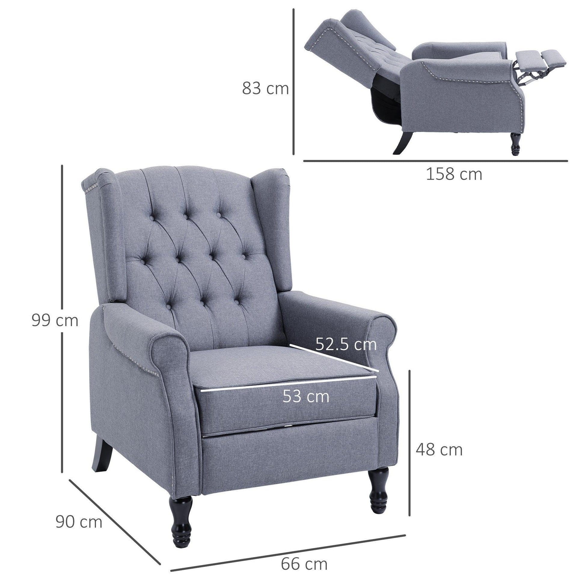 HOMCOM Recliner Chair: Comfy & Stylish Wingback in Light Grey - ALL4U RETAILER LTD