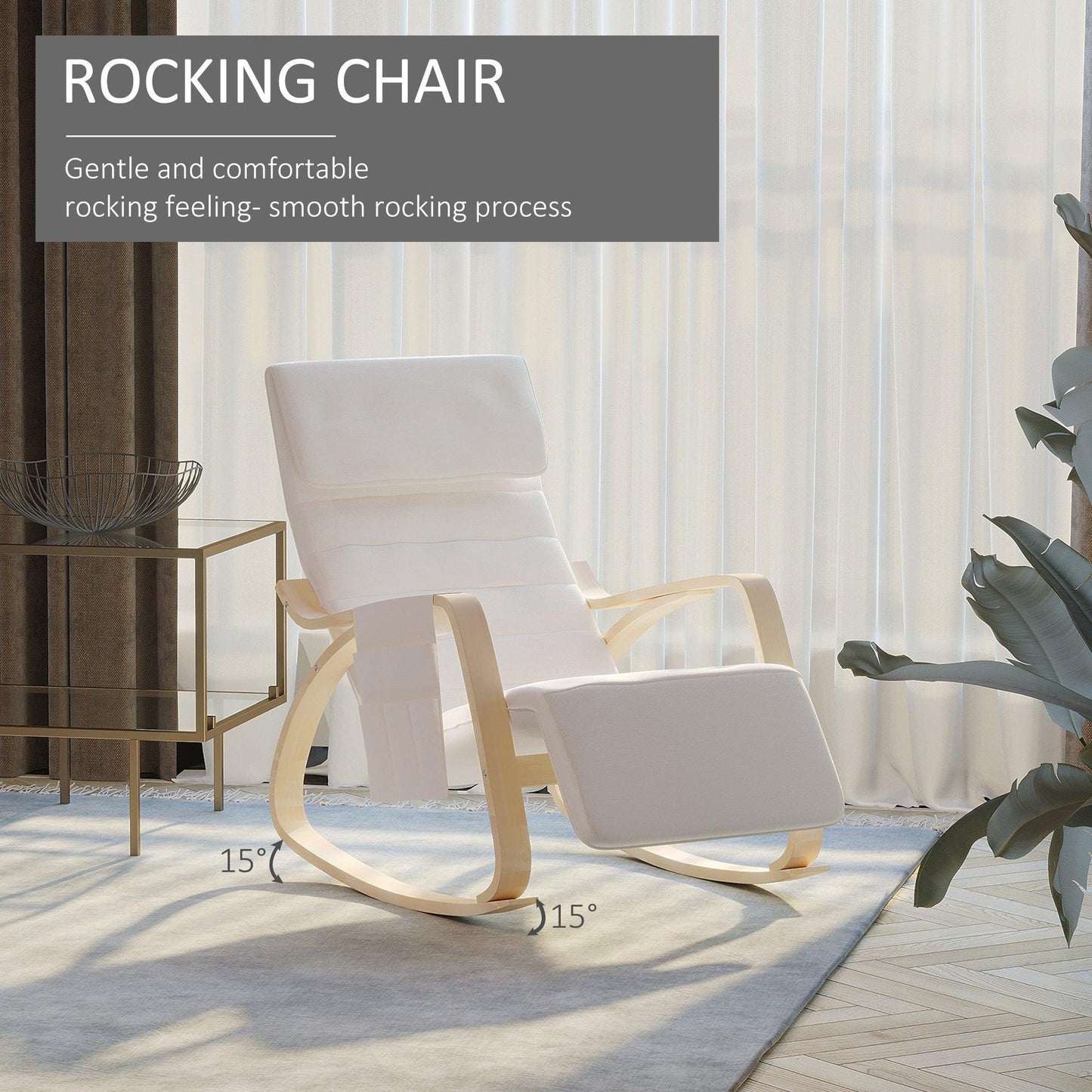 HOMCOM Reclining Rocking Chair with Adjustable Footrest - ALL4U RETAILER LTD