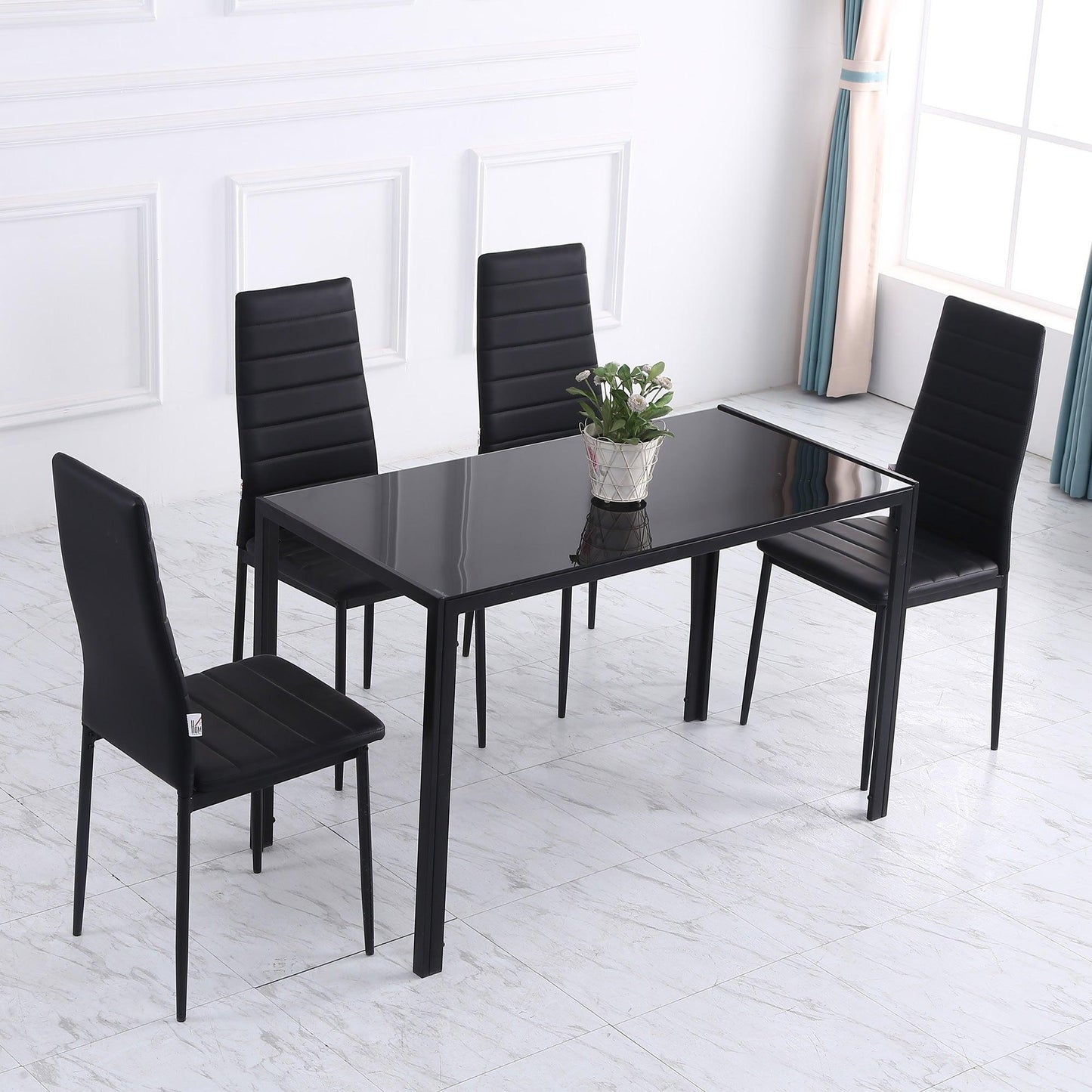 HOMCOM Rectangular Glass Dining Table for 4 - Stylish & Sturdy - ALL4U RETAILER LTD