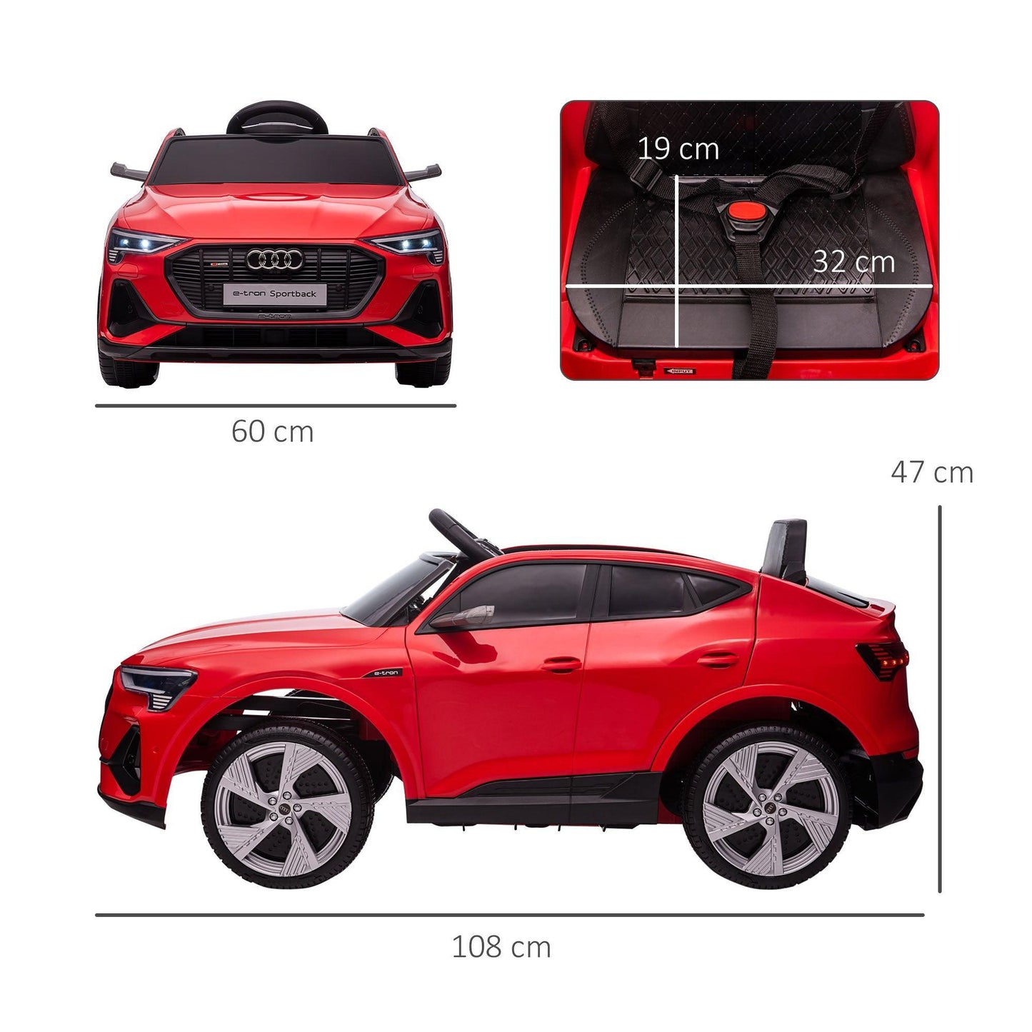 HOMCOM Red 12V Kids Electric Car w/ Remote - Audi E-tron - ALL4U RETAILER LTD