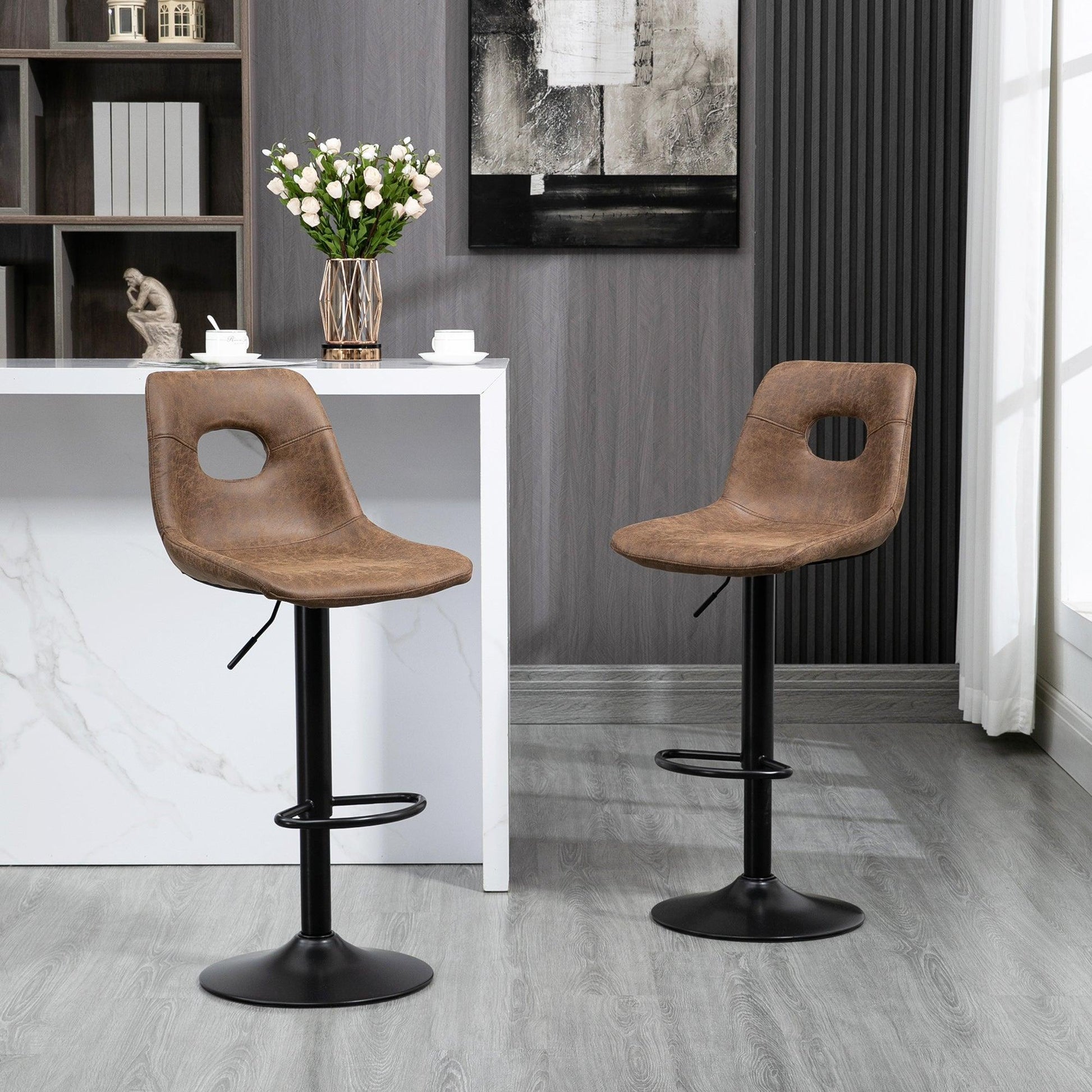 HOMCOM Retro Adjustable Bar Stools - ALL4U RETAILER LTD