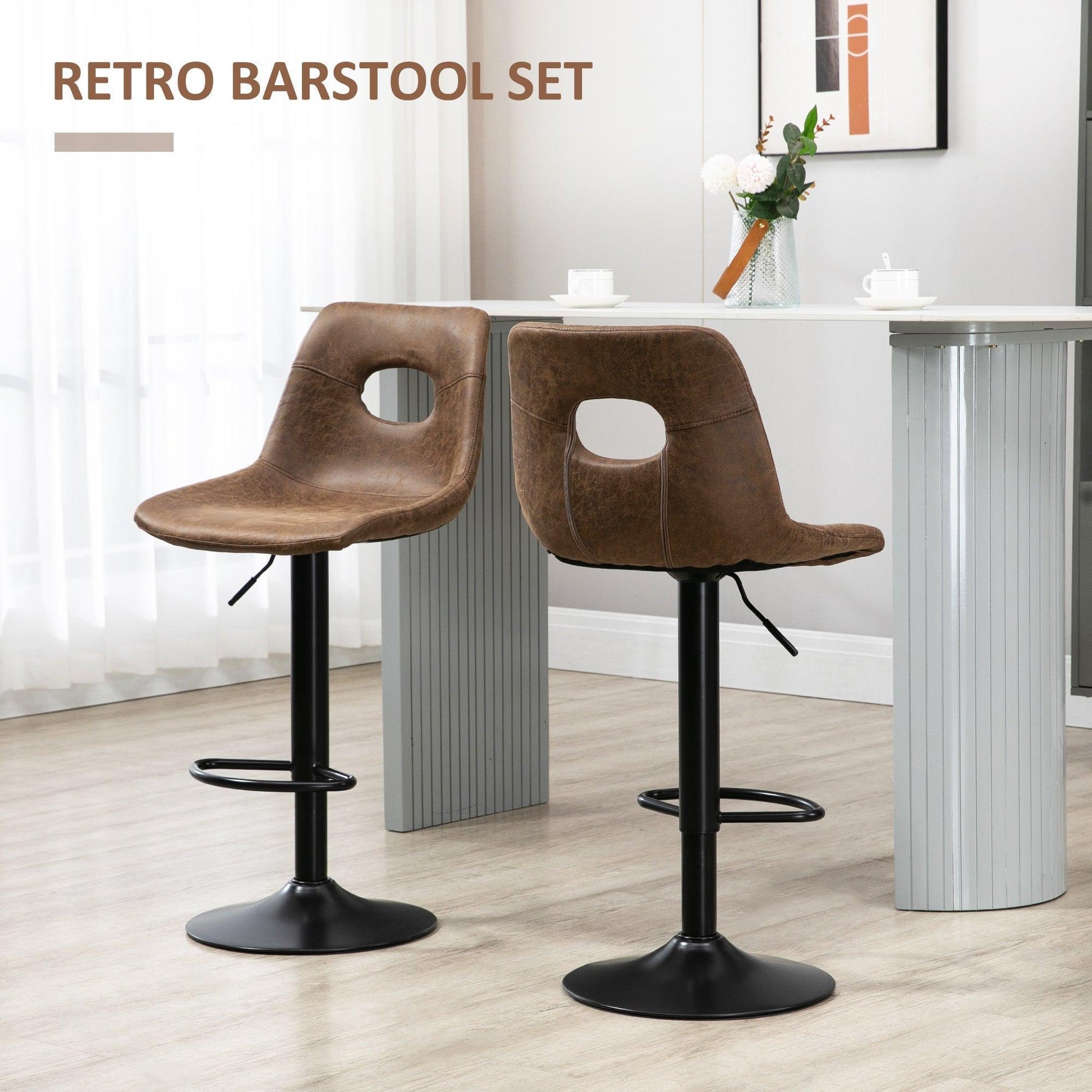 HOMCOM Retro Adjustable Bar Stools - ALL4U RETAILER LTD