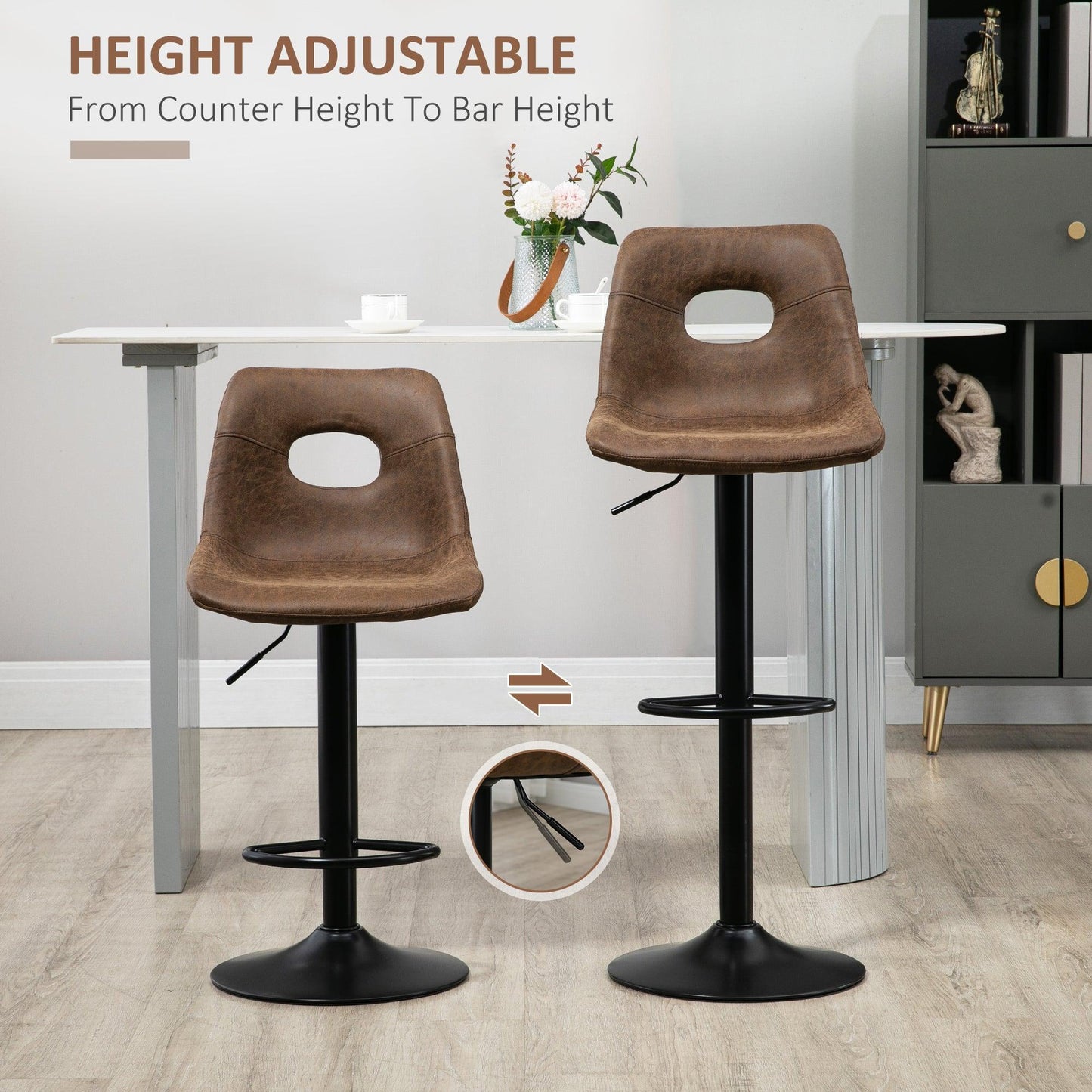 HOMCOM Retro Adjustable Bar Stools - ALL4U RETAILER LTD