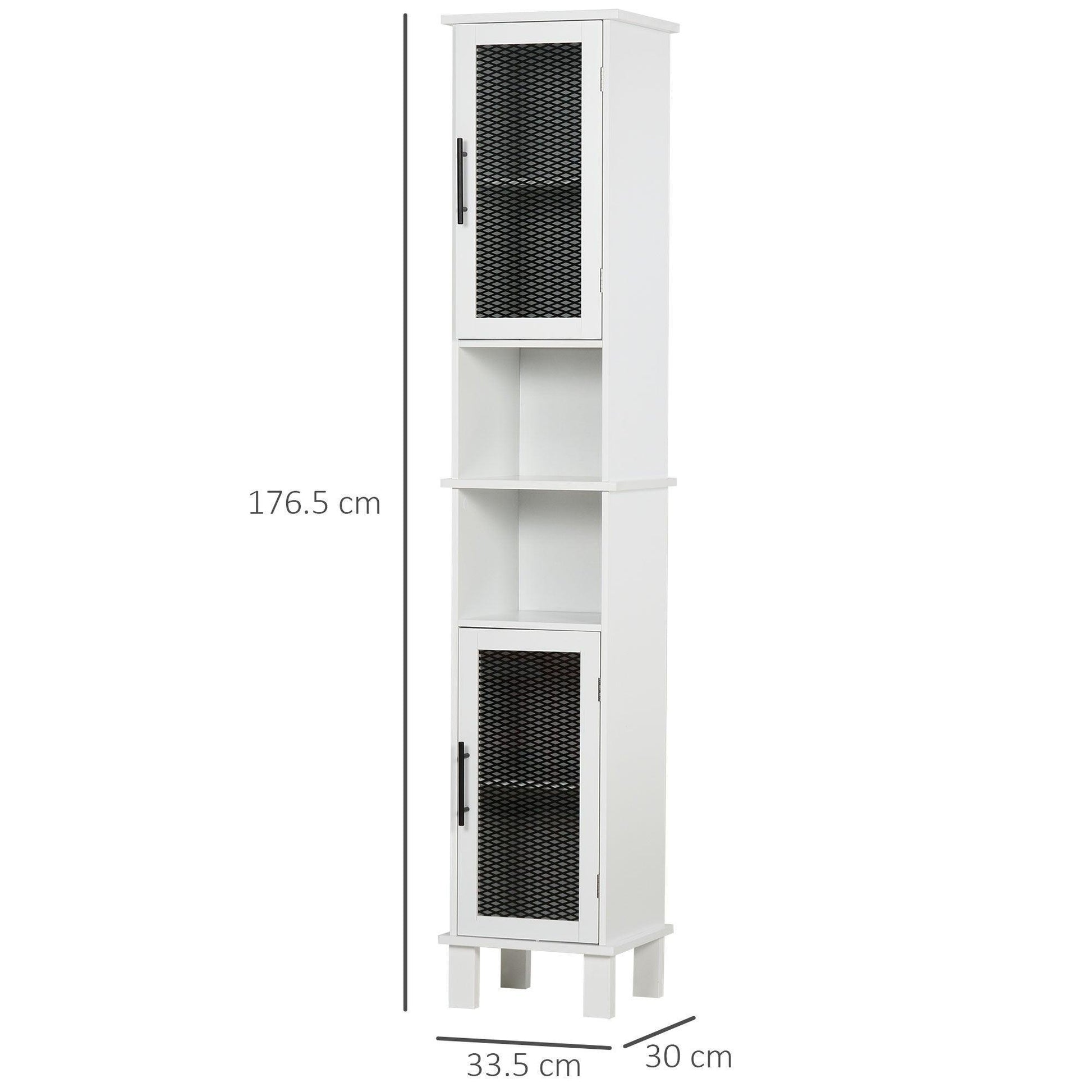 HOMCOM Retro Bathroom Cabinet with Glass Doors - ALL4U RETAILER LTD