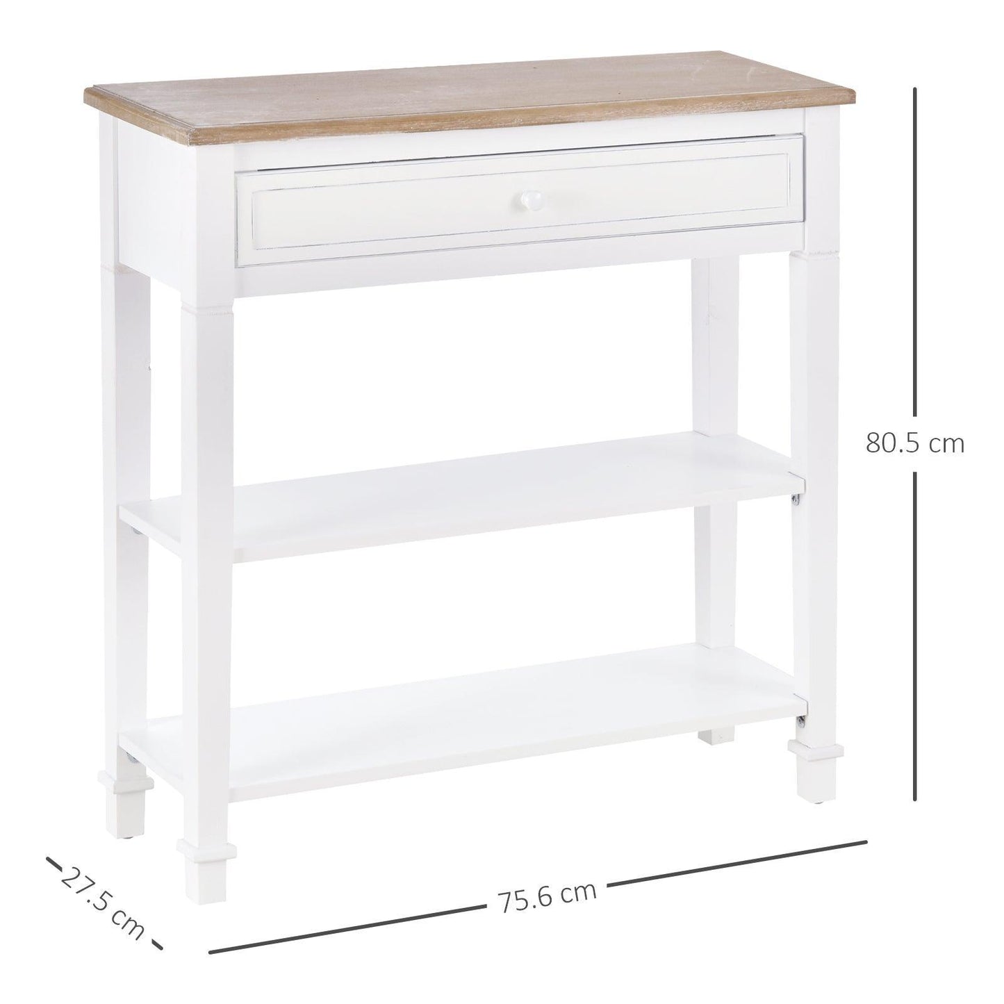 HOMCOM Retro Console Table with Drawer and Shelves - ALL4U RETAILER LTD