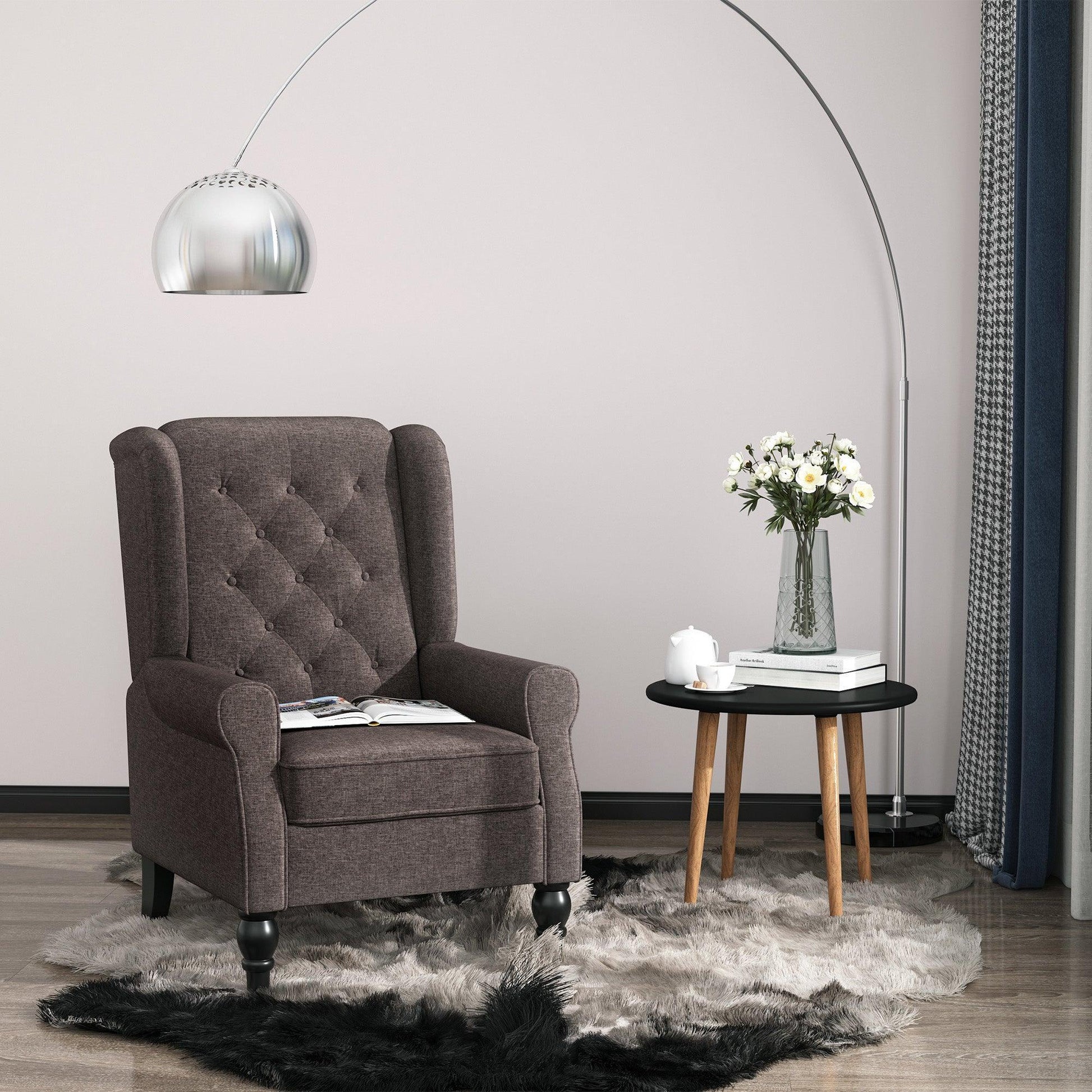 HOMCOM Retro Wingback Armchair, Elegant Design - ALL4U RETAILER LTD