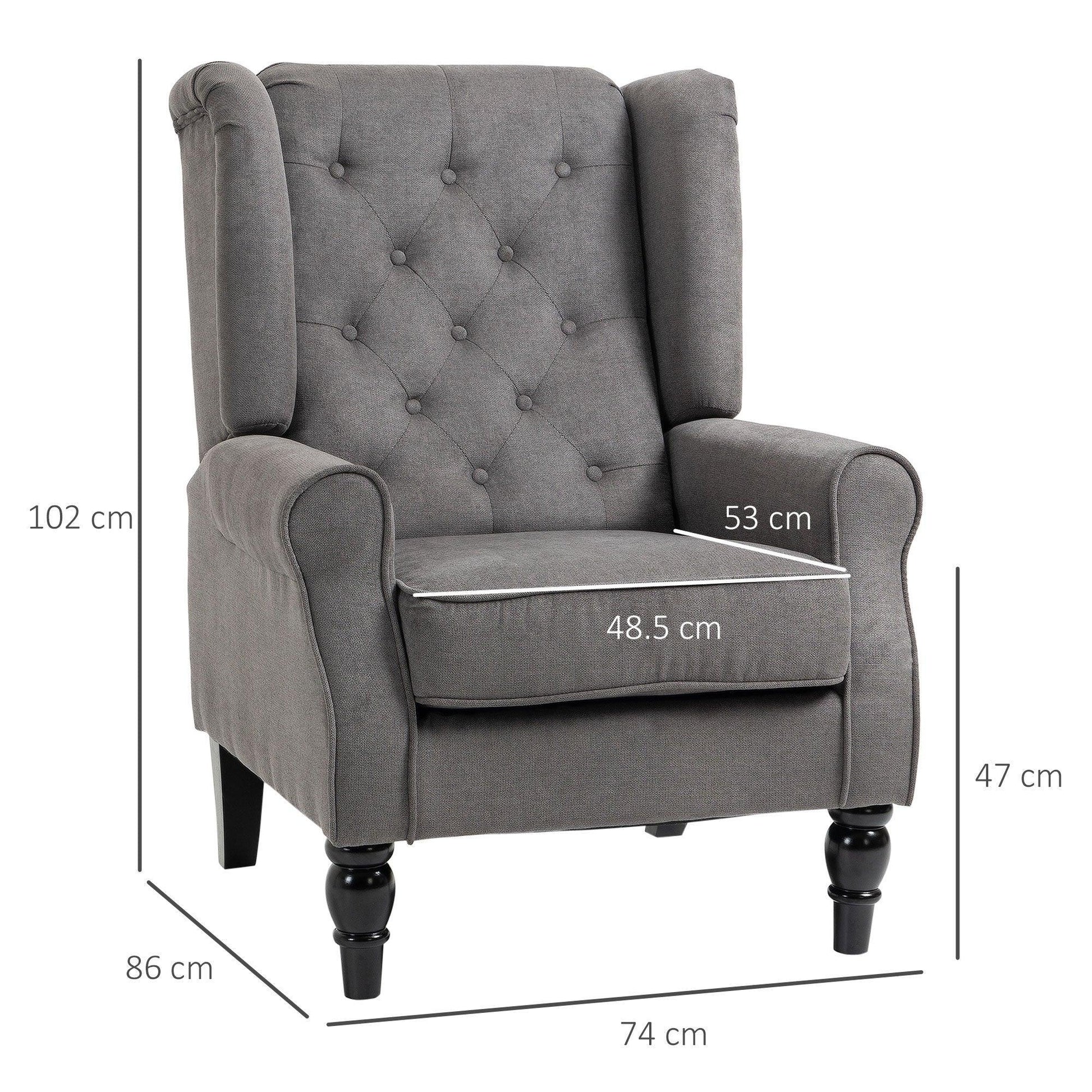 HOMCOM Retro Wingback Armchair: Stylish and Comfortable - ALL4U RETAILER LTD