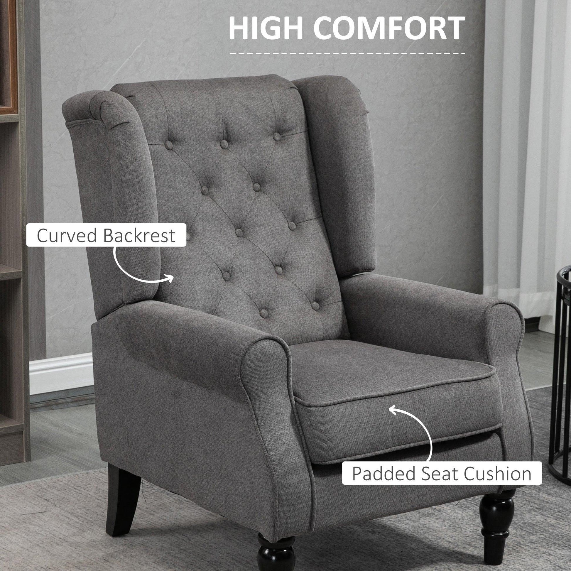 HOMCOM Retro Wingback Armchair: Stylish and Comfortable - ALL4U RETAILER LTD