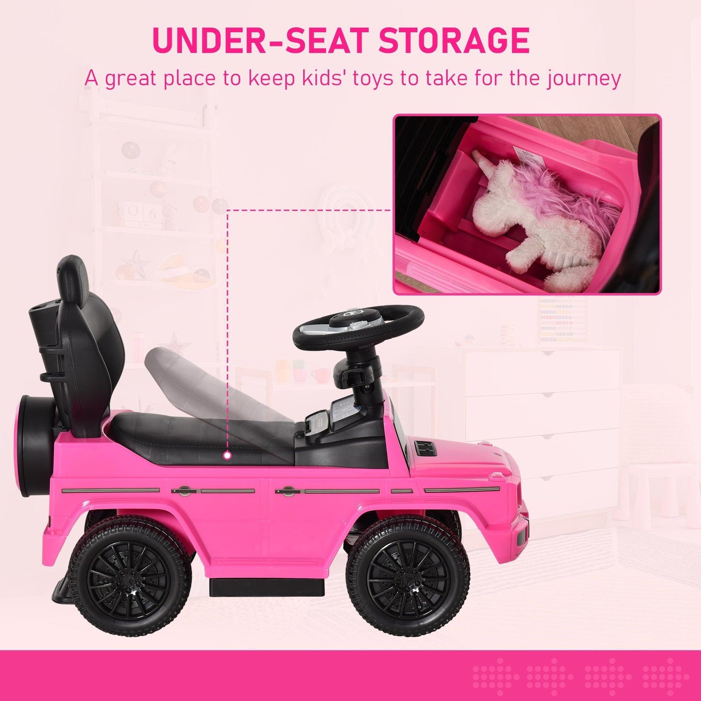 HOMCOM Ride-On Mercedes-Benz G350 Walker: Pink - ALL4U RETAILER LTD