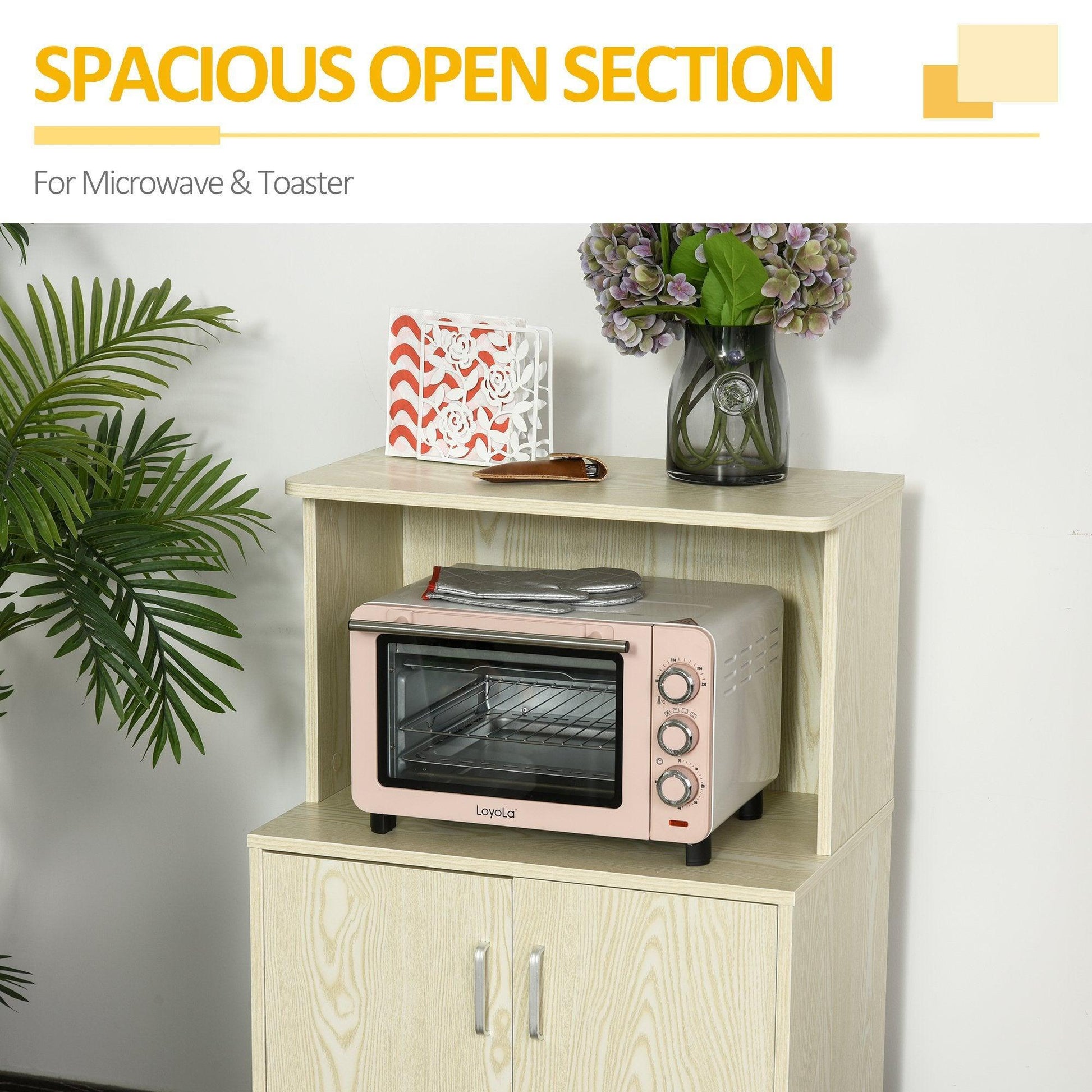 HOMCOM Rolling Oak Kitchen Cabinet – Compact & Mobile - ALL4U RETAILER LTD