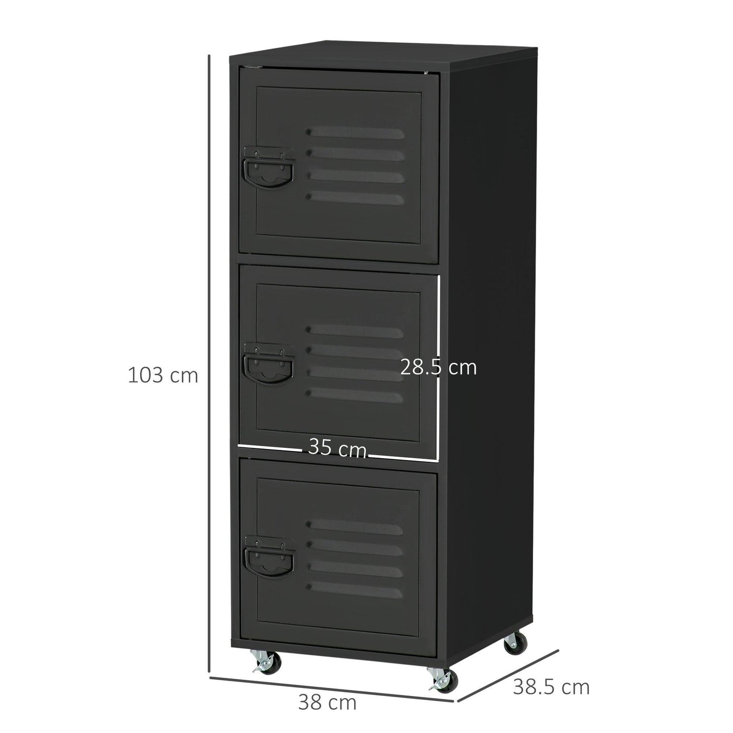 HOMCOM Rolling Storage Cabinet with Metal Doors - ALL4U RETAILER LTD