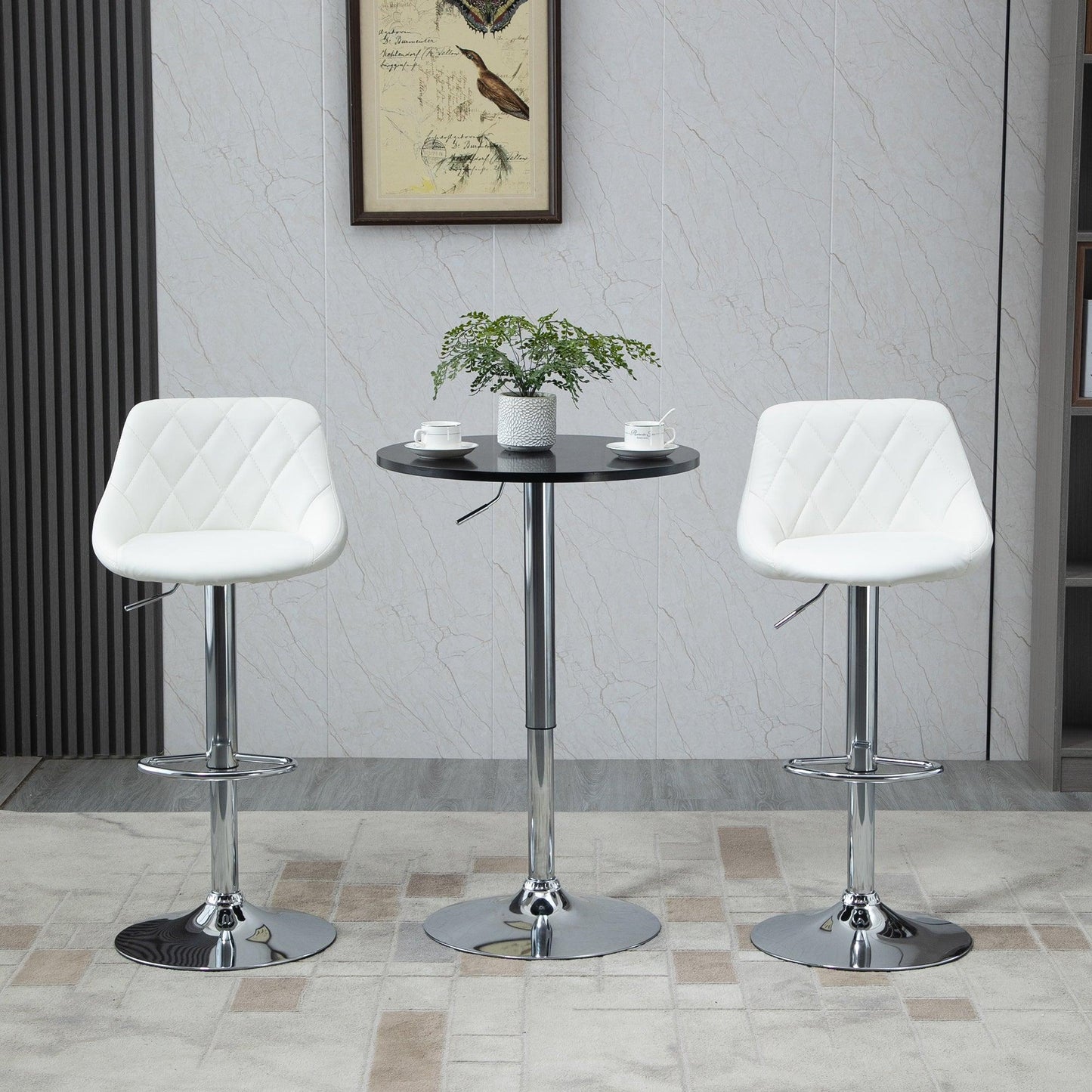 HOMCOM Round Bar Table with Adjustable Height and Metal Base - ALL4U RETAILER LTD