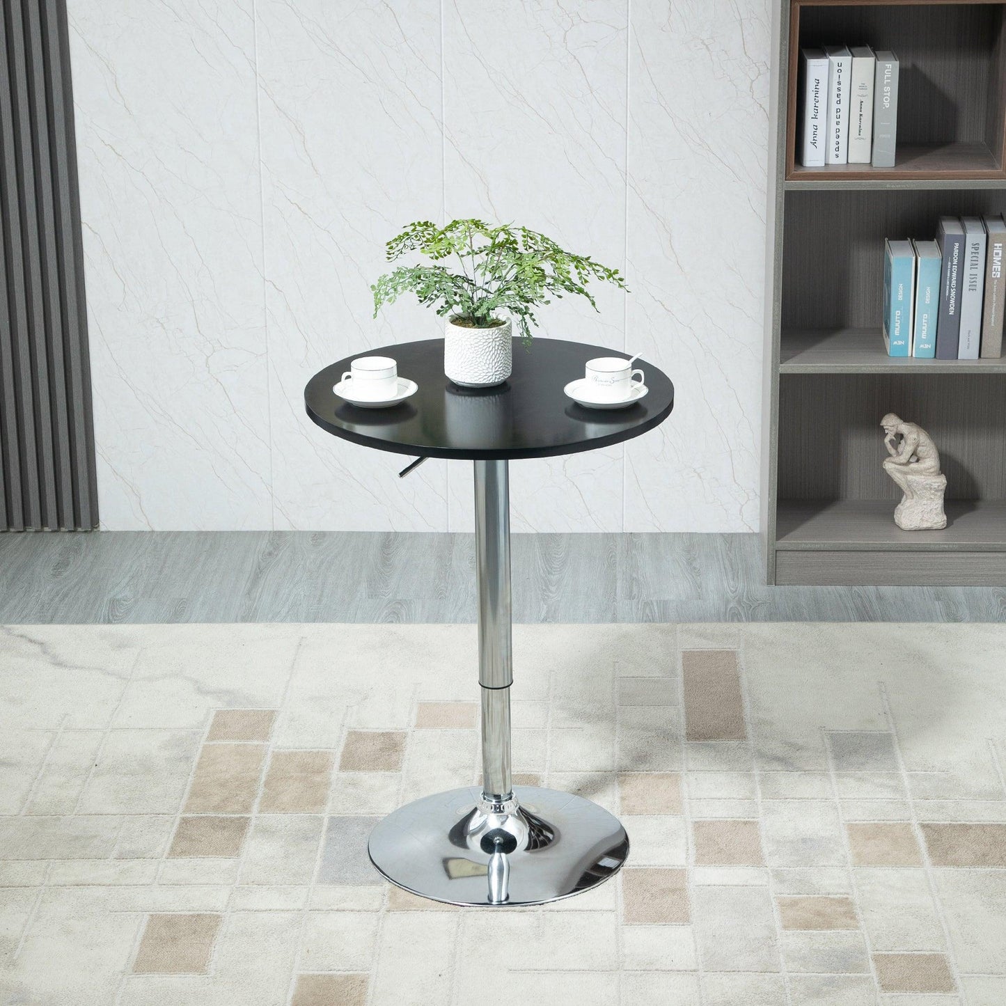 HOMCOM Round Bar Table with Adjustable Height and Metal Base - ALL4U RETAILER LTD