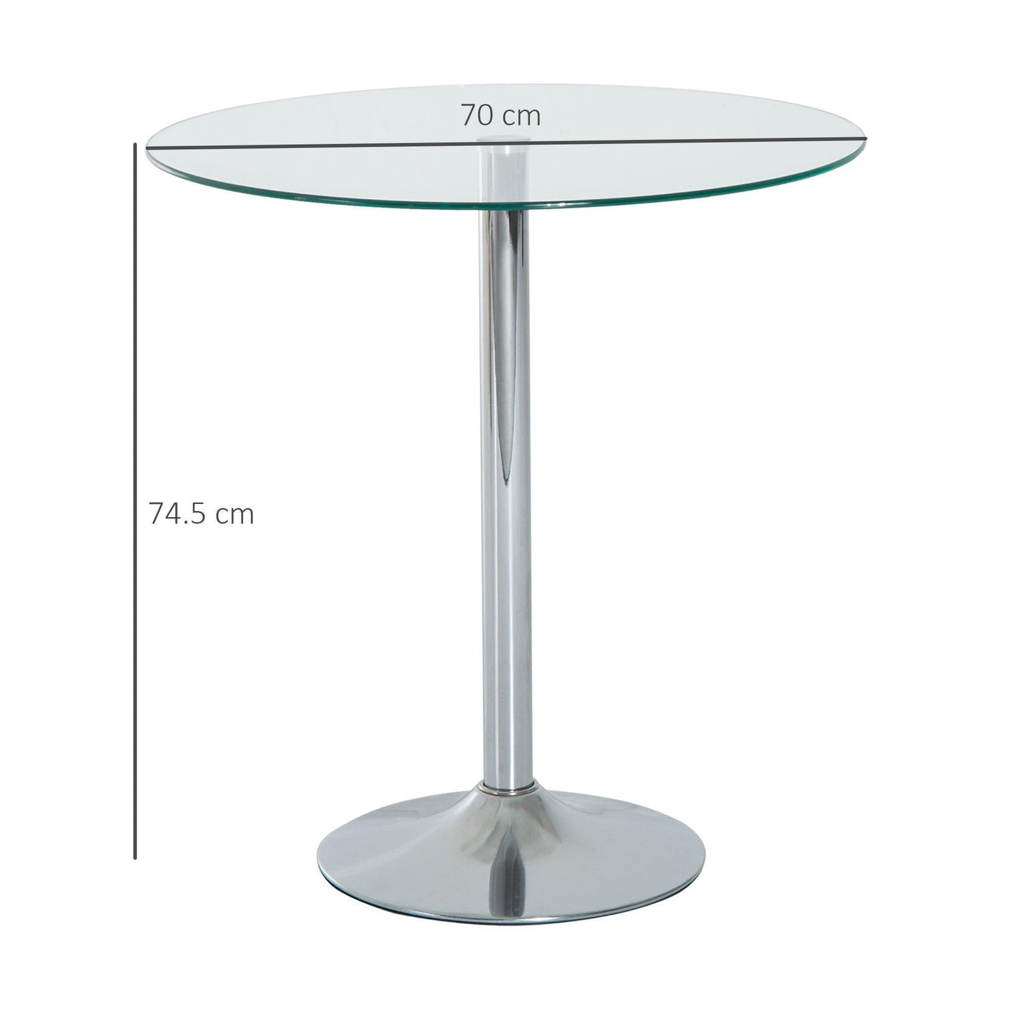 HOMCOM Round Glass Bar Table - Pub Bistro - ALL4U RETAILER LTD