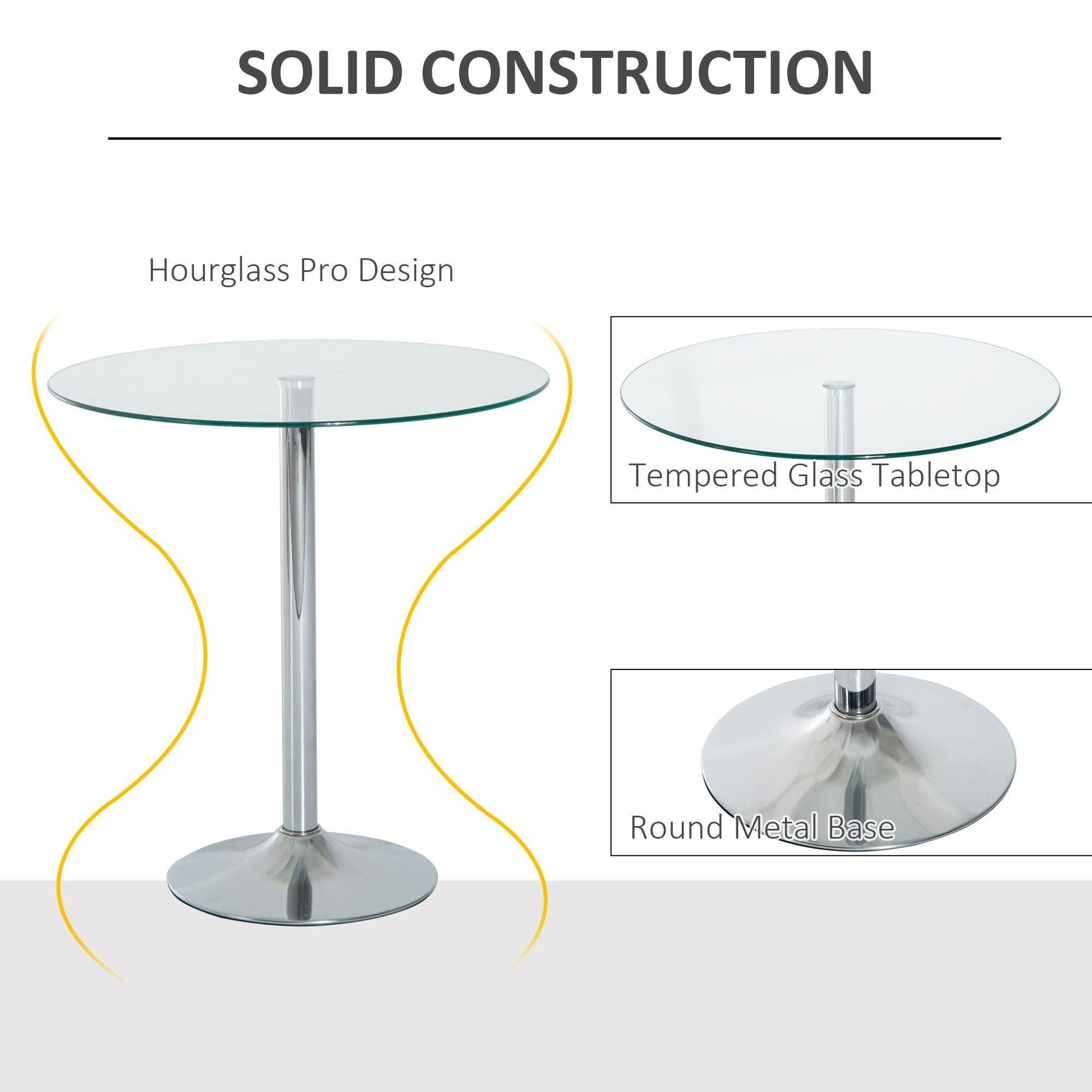 HOMCOM Round Glass Bar Table - Pub Bistro - ALL4U RETAILER LTD