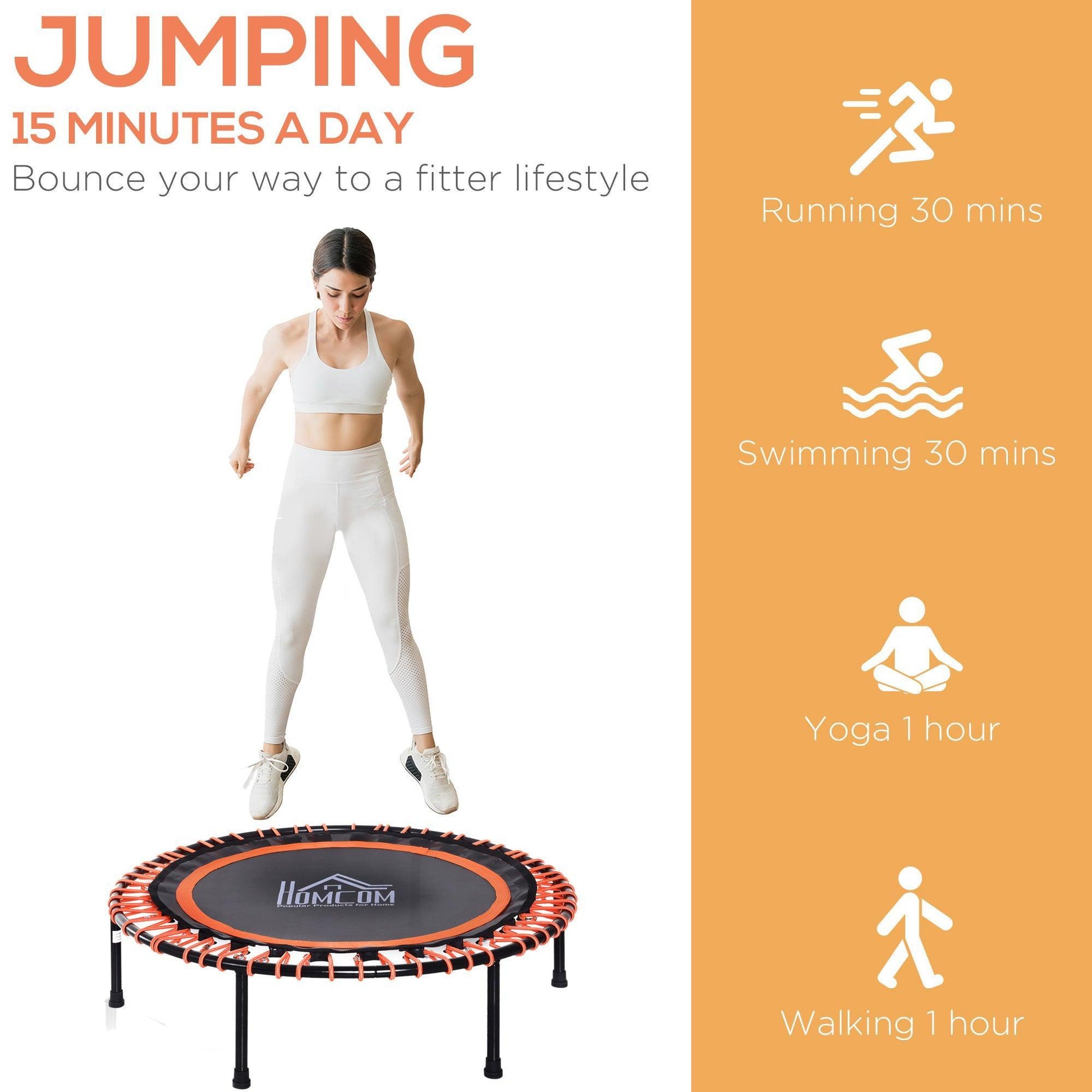 HOMCOM Round Trampoline: Aerobic Exercise Bouncer - ALL4U RETAILER LTD