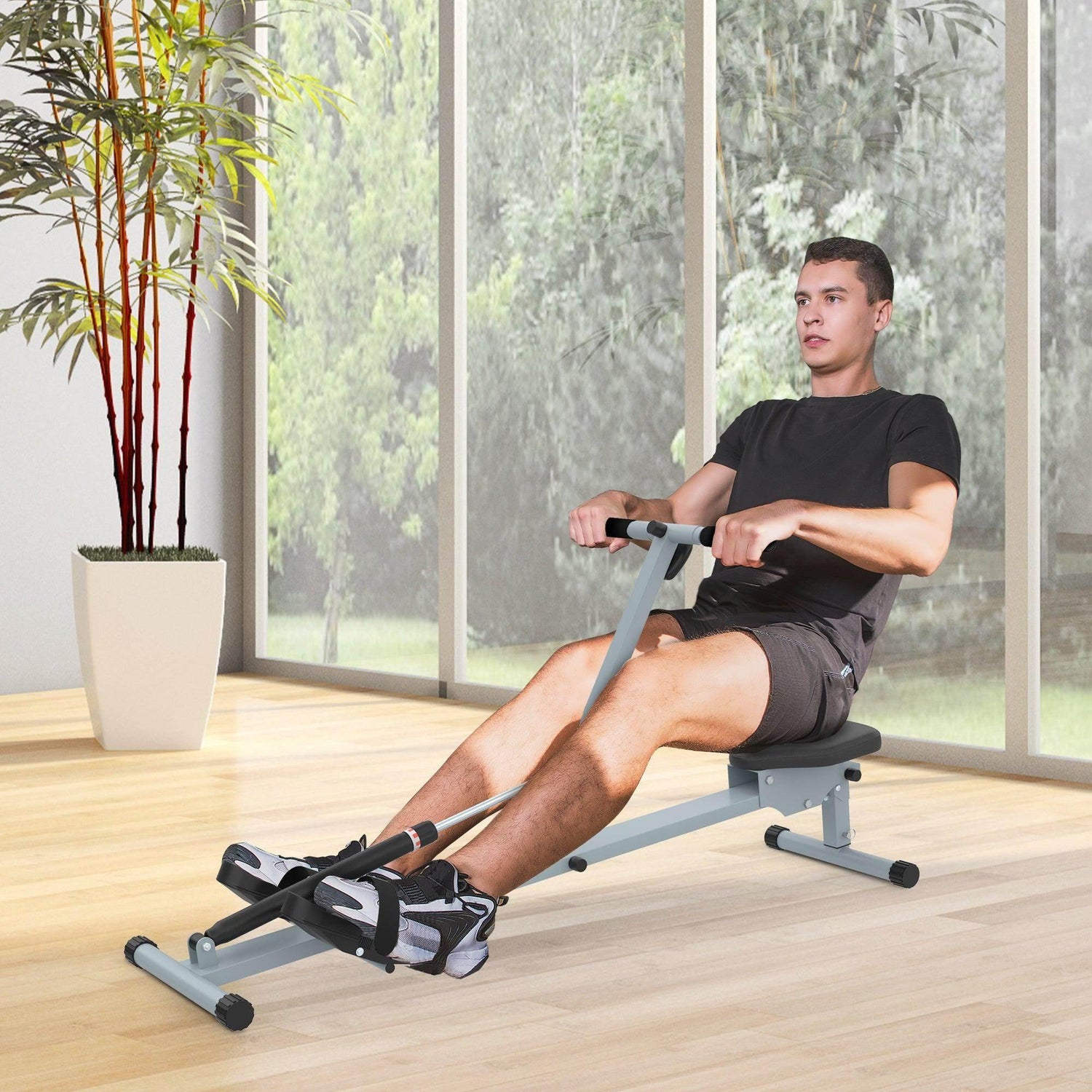 HOMCOM Rowing Machine: Easy Monitor Included - ALL4U RETAILER LTD