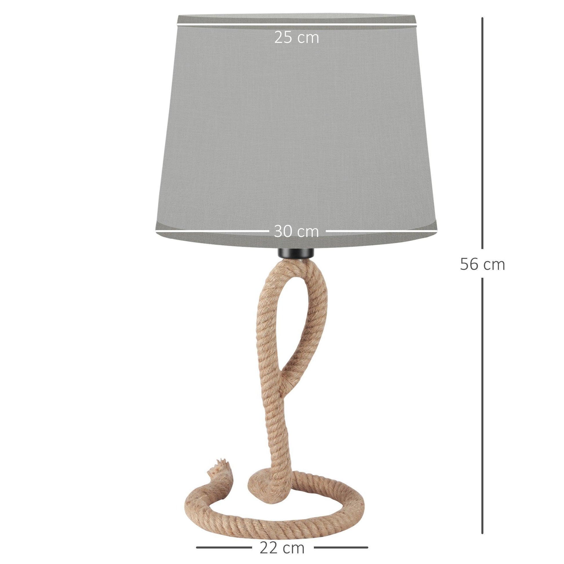 HOMCOM Rustic Rope Base Table Lamp, E27 LED Halogen Bulb - ALL4U RETAILER LTD