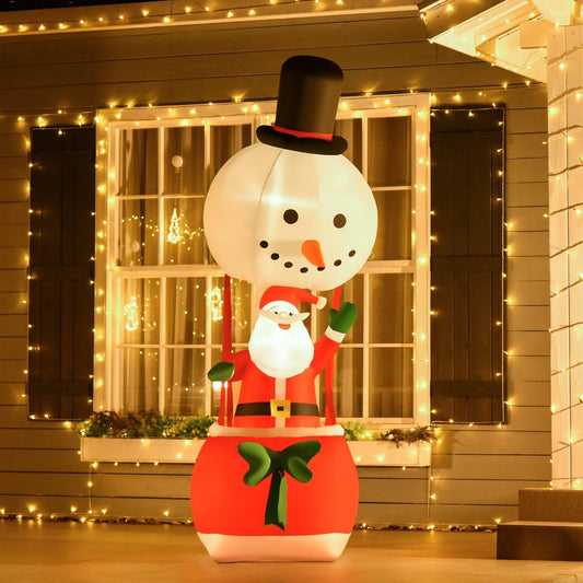 HOMCOM Santa Claus Snowman Hot Air Balloon Christmas Inflatable - ALL4U RETAILER LTD
