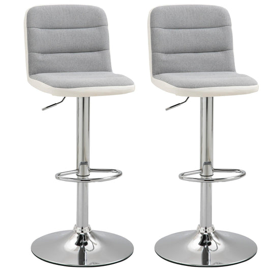 HOMCOM Set of 2 Armless Adjustable Bar Stools, Grey - ALL4U RETAILER LTD