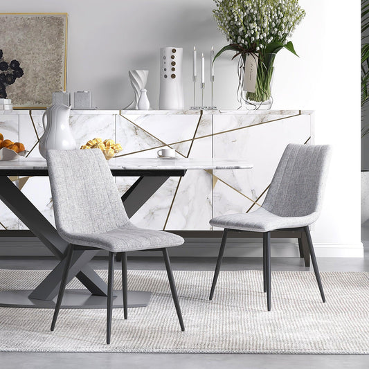 HOMCOM Set of 2 Dining Chairs – Modern, Linen-touch, Grey - ALL4U RETAILER LTD