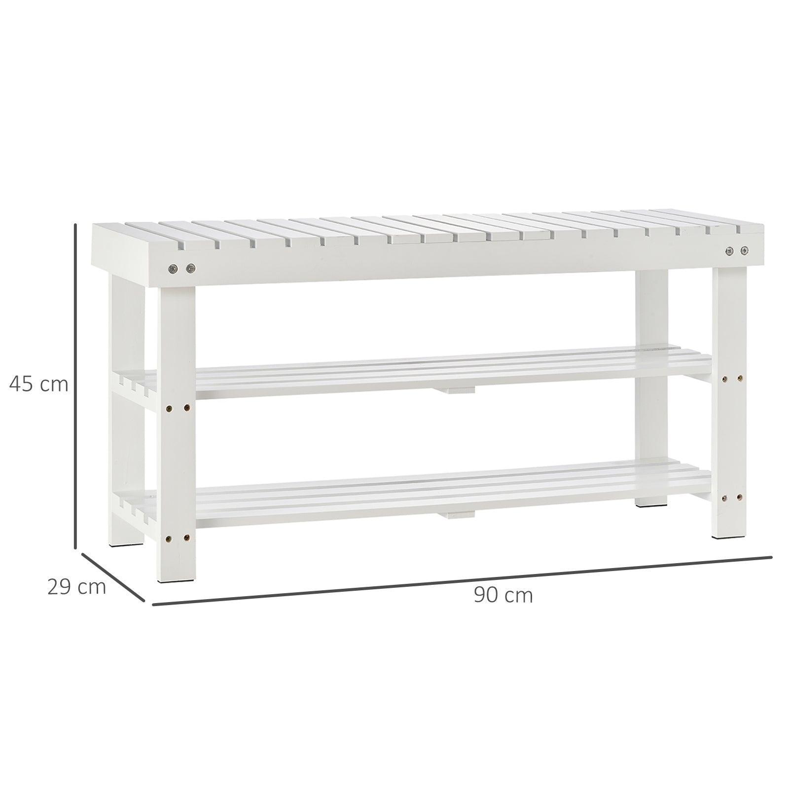 HOMCOM Shoe Bench: 3-Tier Storage Unit - ALL4U RETAILER LTD