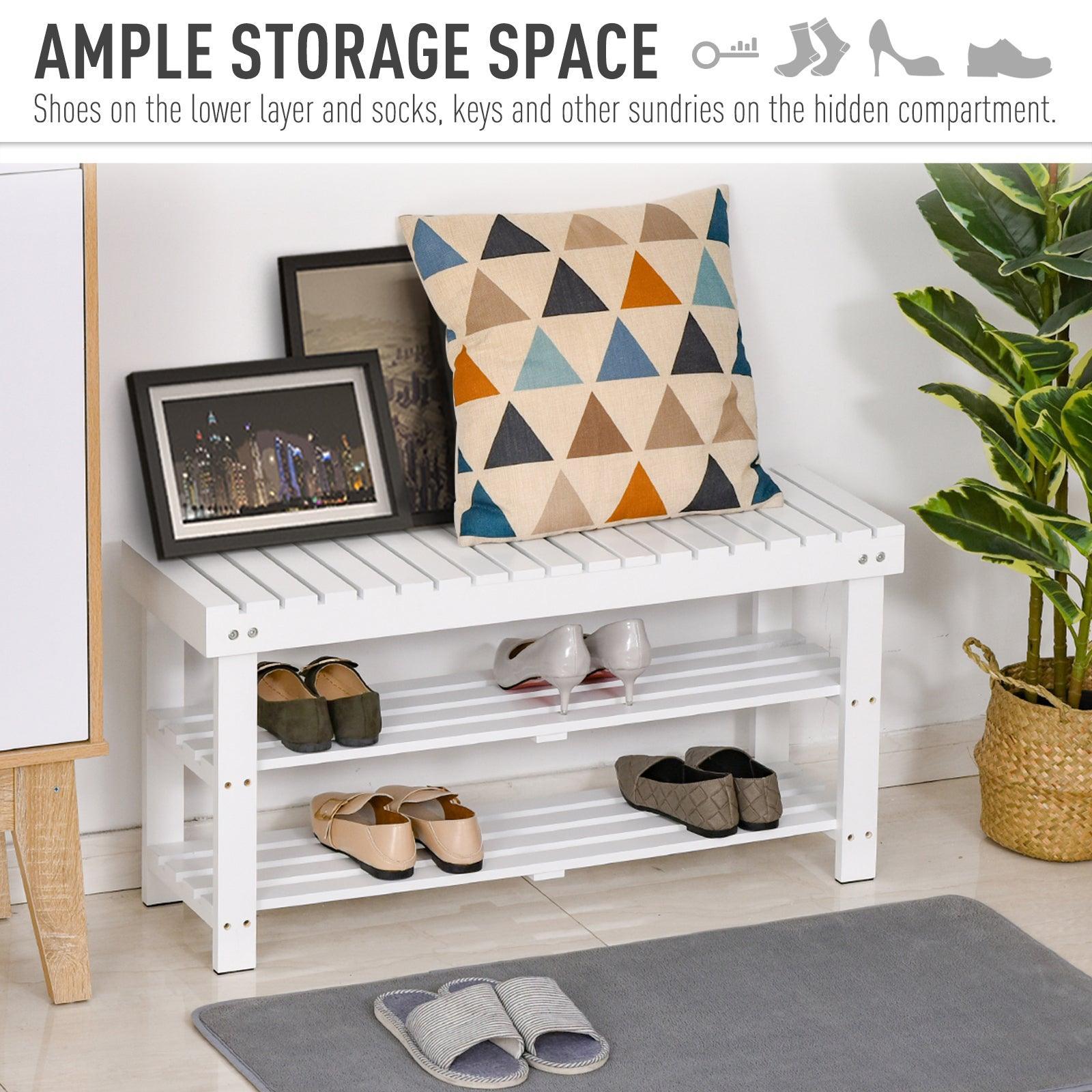 HOMCOM Shoe Bench: 3-Tier Storage Unit - ALL4U RETAILER LTD