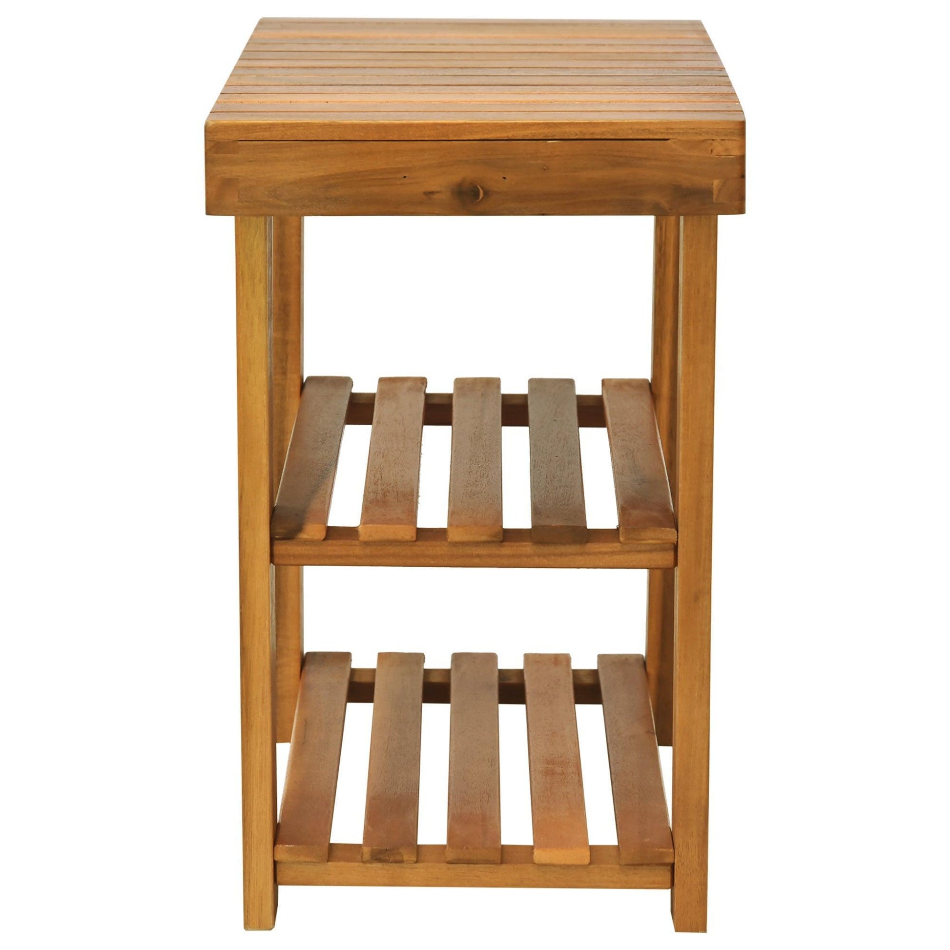 HOMCOM Shoe Bench: Acacia Wood, 3-Tier Storage - ALL4U RETAILER LTD