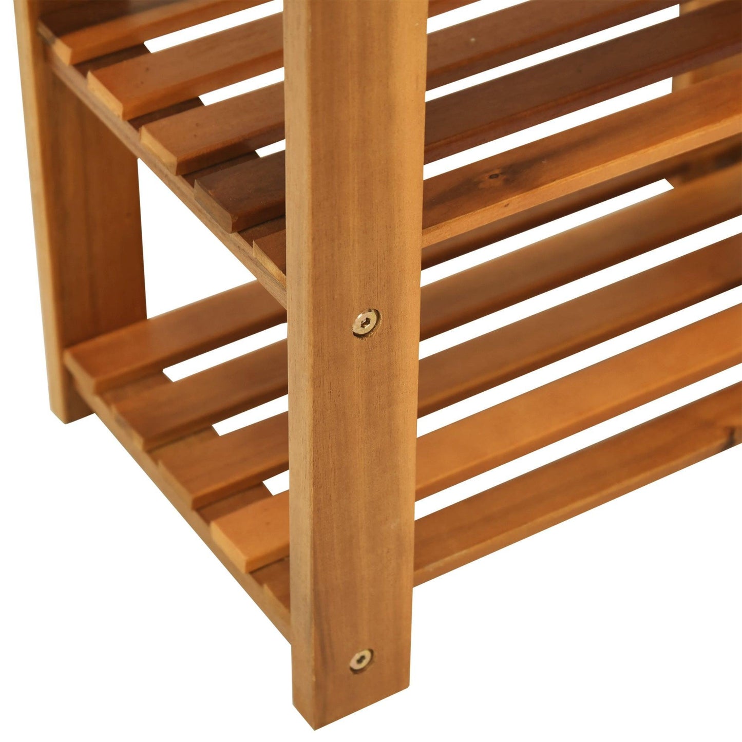 HOMCOM Shoe Bench: Acacia Wood, 3-Tier Storage - ALL4U RETAILER LTD