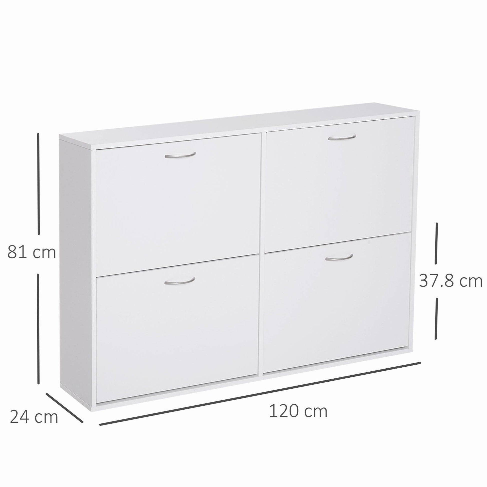 HOMCOM Shoe Cabinet - White, 120x24x81 cm - ALL4U RETAILER LTD