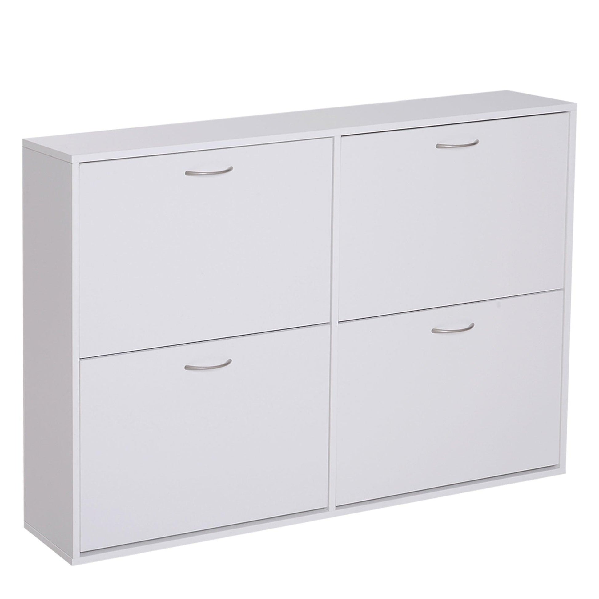 HOMCOM Shoe Cabinet - White, 120x24x81 cm - ALL4U RETAILER LTD