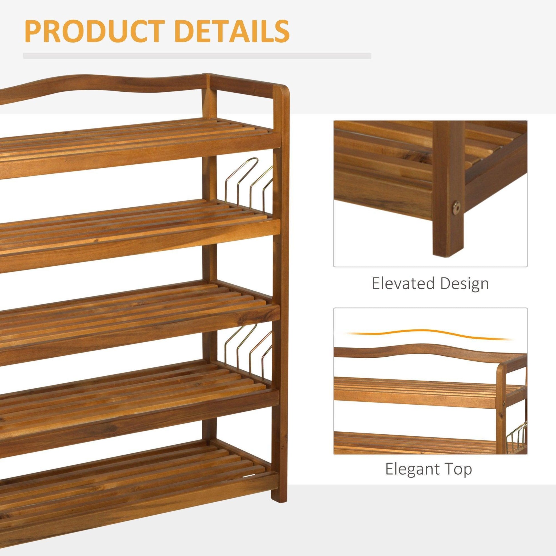 HOMCOM Shoe Rack: Acacia Wood, Holds 24 Pairs - ALL4U RETAILER LTD