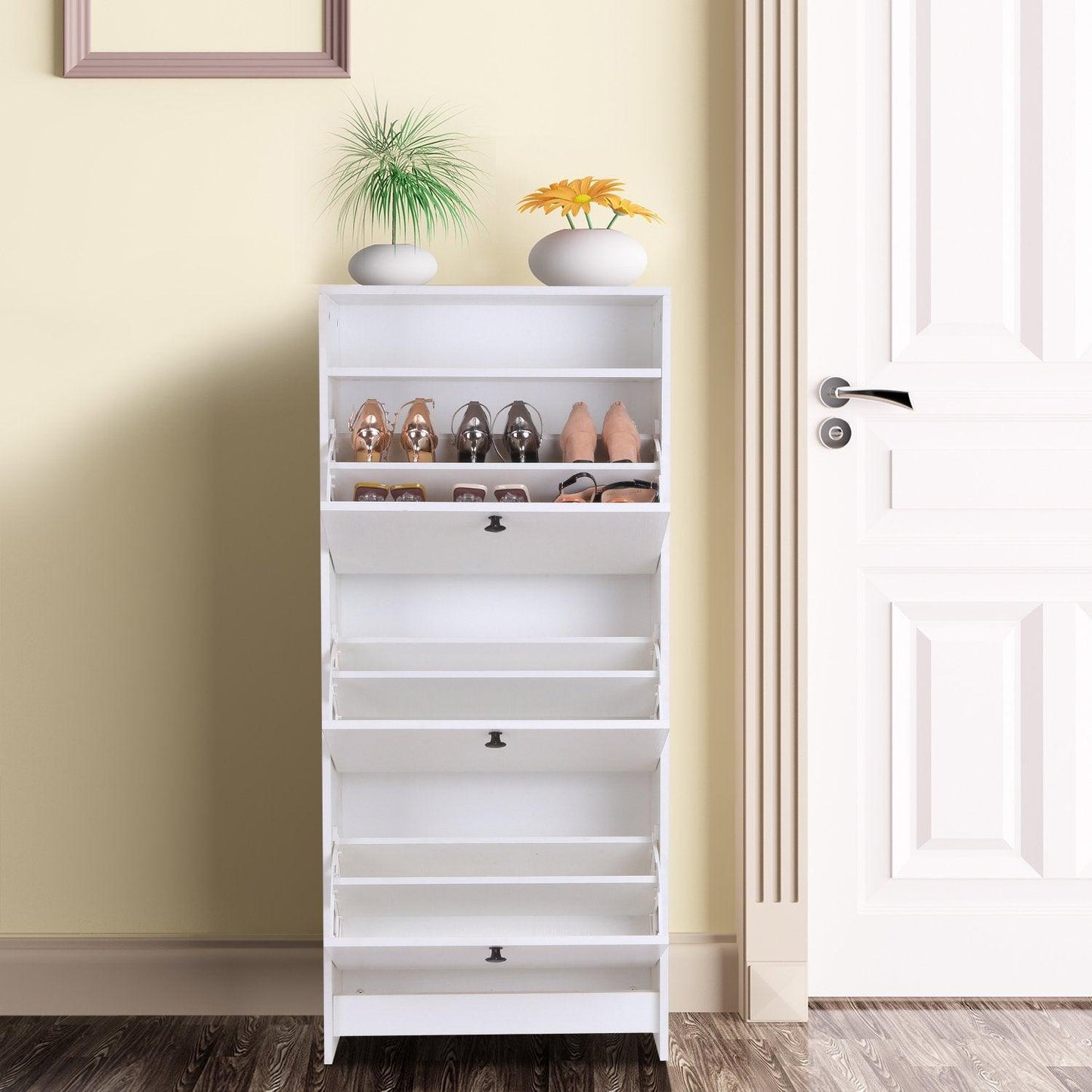 HOMCOM Shoe Storage Cabinet: 3 Drawers, Chipboard - White - ALL4U RETAILER LTD